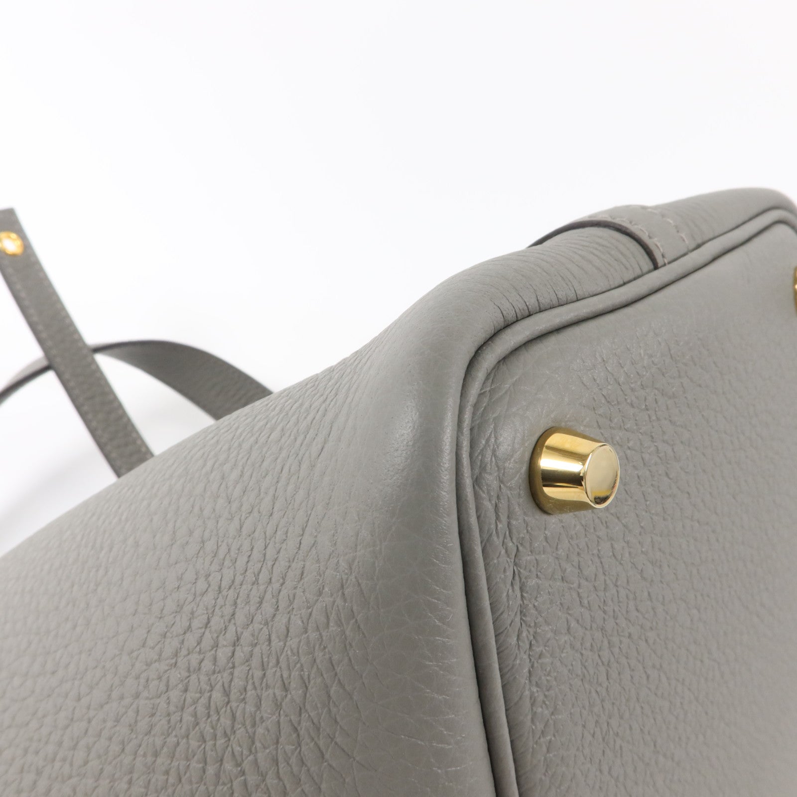 HERMES Clemence皮革Picotin PM手挽袋Gris Meyer