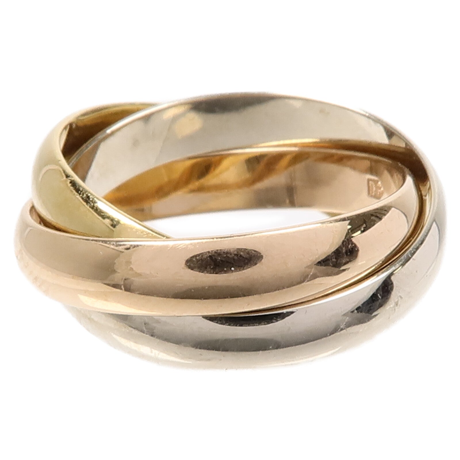 CARTIER 18K黃金/白金/玫瑰金Trinity戒指Cartier#50/US#5.25