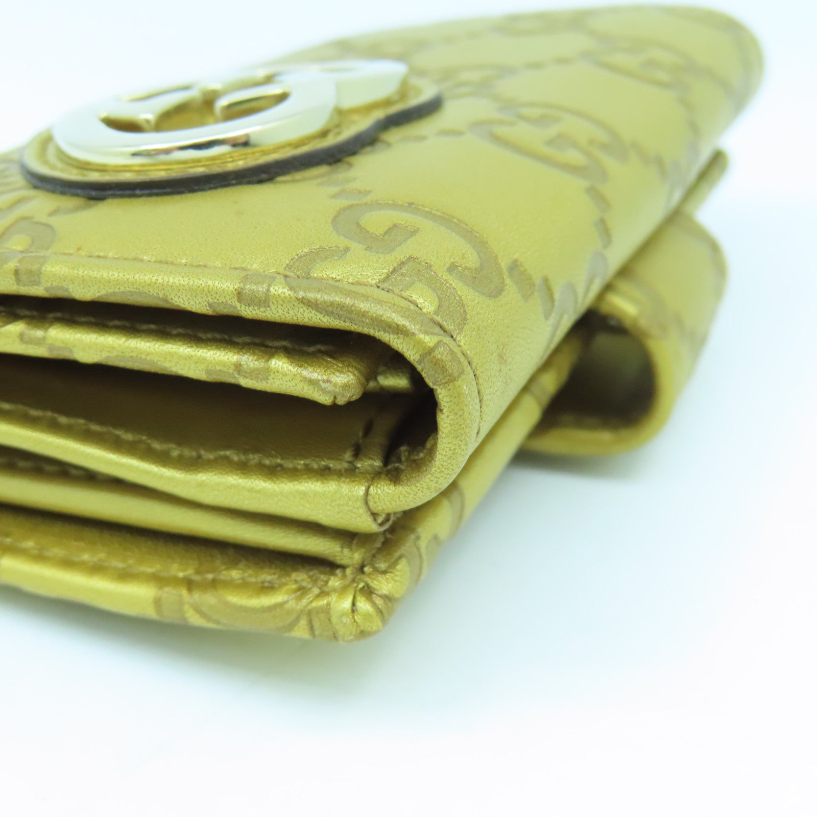 GUCCI 牛皮皮革Wallet金扣錢包金色