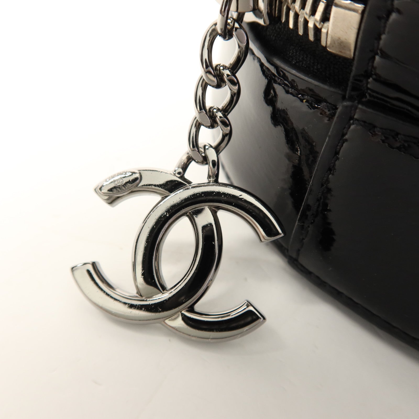CHANEL 【激減優惠】漆皮皮革Chain Shoulder Bag銀扣手挽肩背兩用袋
