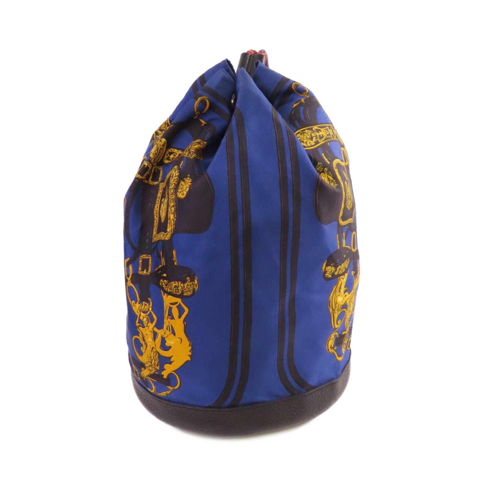 HERMES 【清倉大減價】絲質/皮革Soie Cool Backpack銀扣背包藍色/金色/黑色