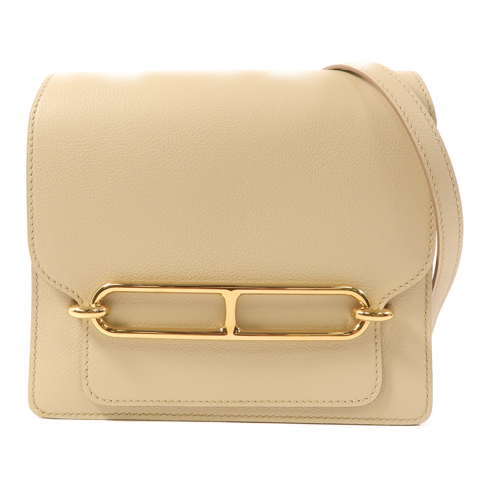 HERMES Evercolor皮革Mini Roulis金扣肩背袋Beton