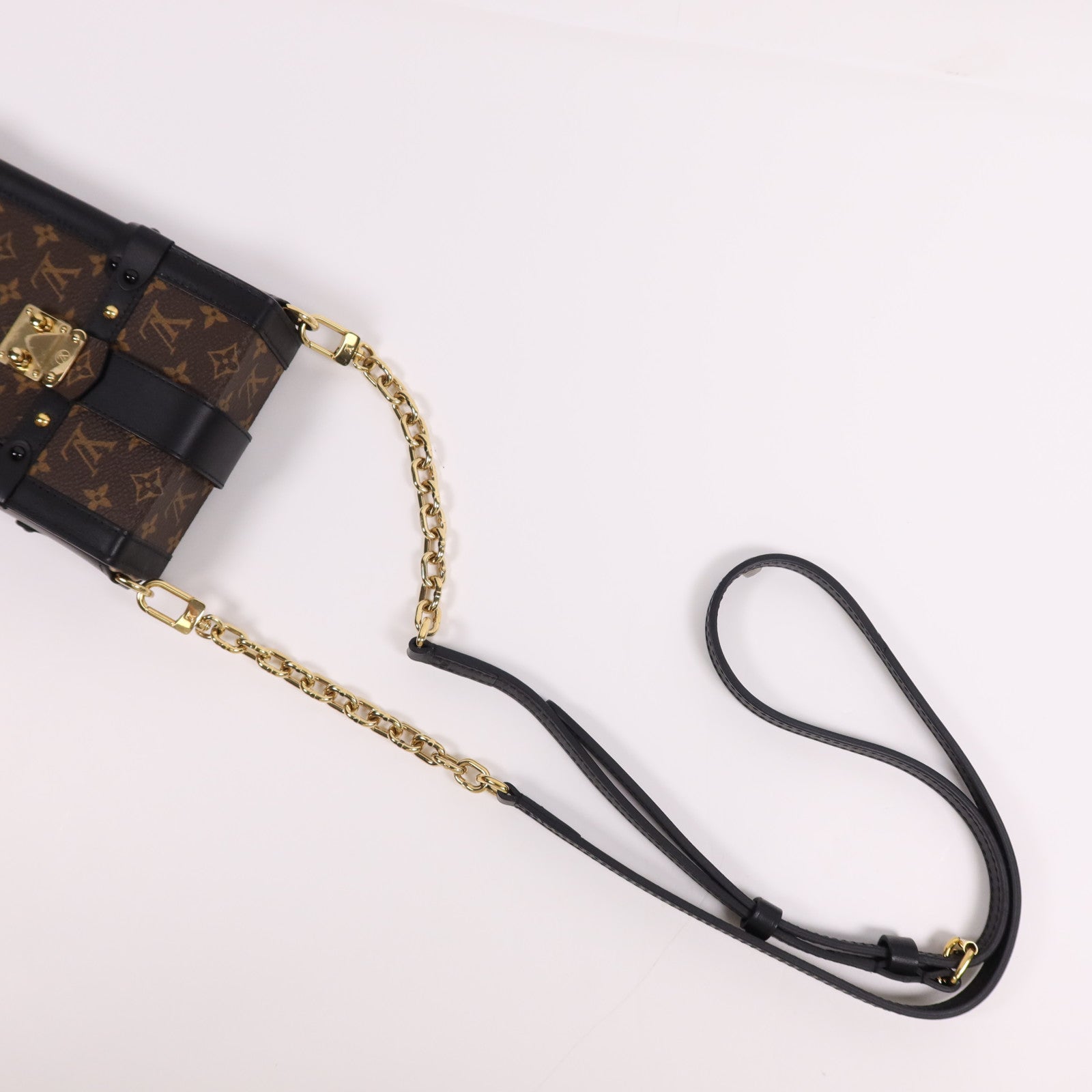 LOUIS VUITTON Monogram Pochette Trunk Vertical金扣鏈帶肩背袋
