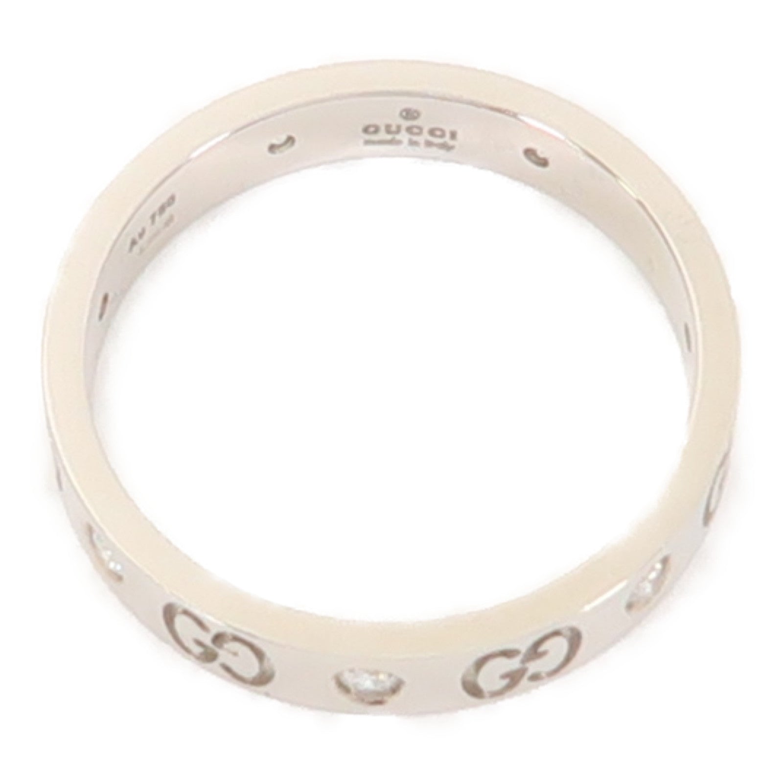 GUCCI 18K白金Icon Diamond Ring鑽石戒指US#9.75