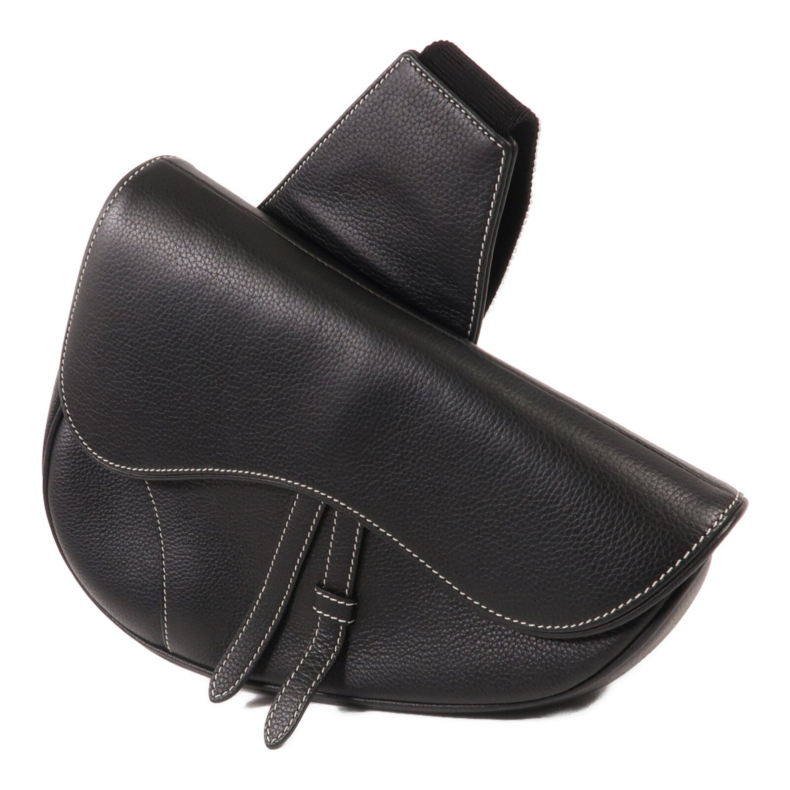 Dior 牛皮皮革Saddle Bag銀扣肩背袋