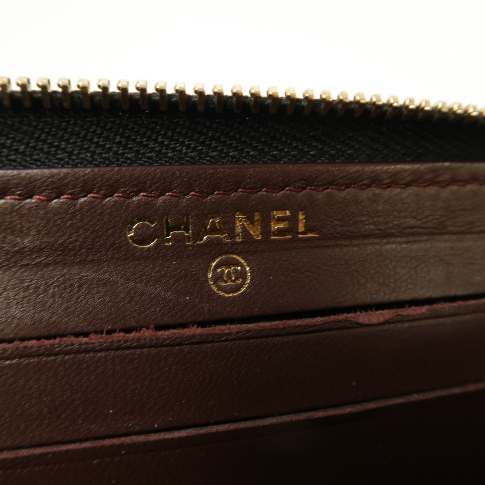 CHANEL 菱格羊皮皮革Medium Zipped Wallet金扣中長錢包黑色