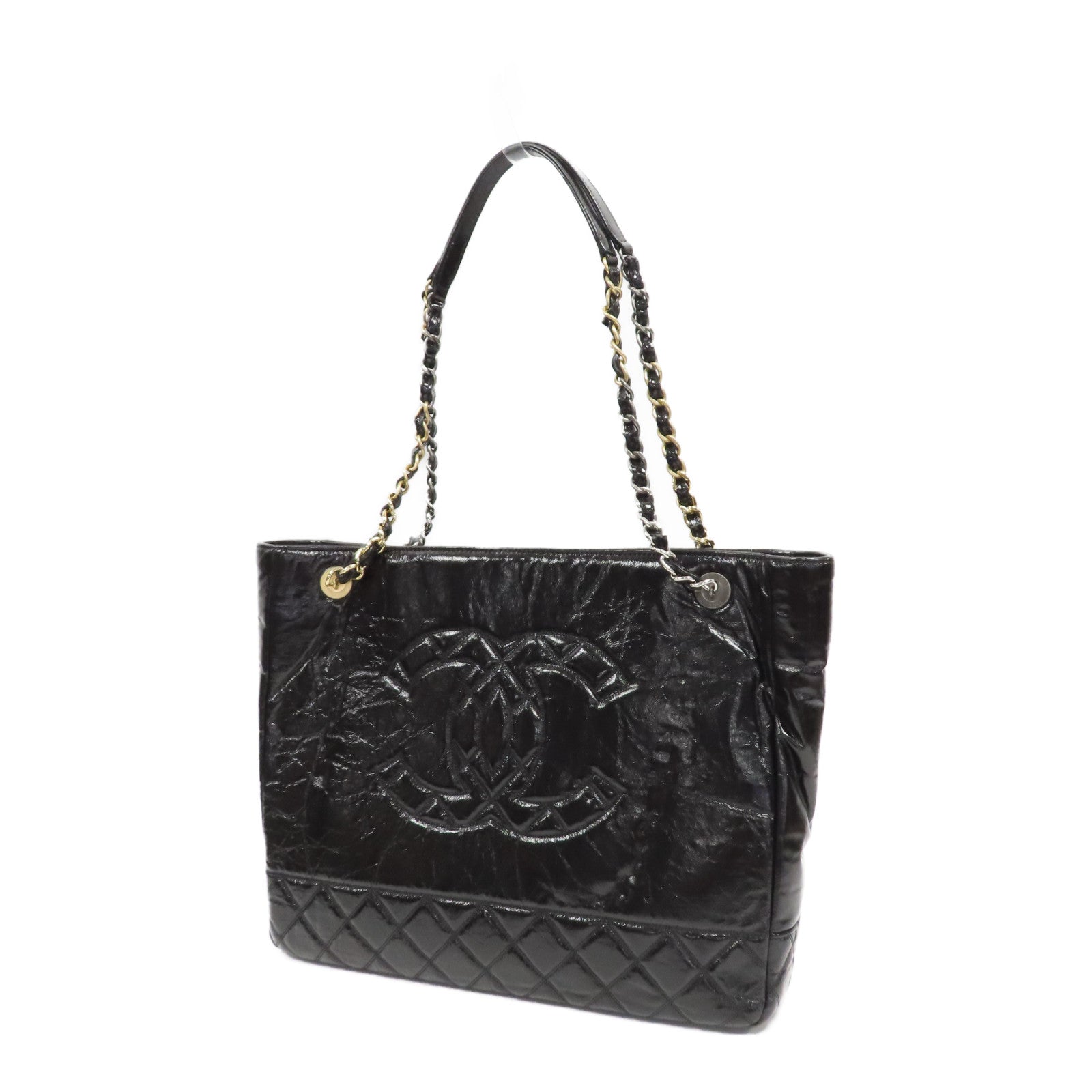 CHANEL 牛皮皮革Chain Tote手挽袋黑色