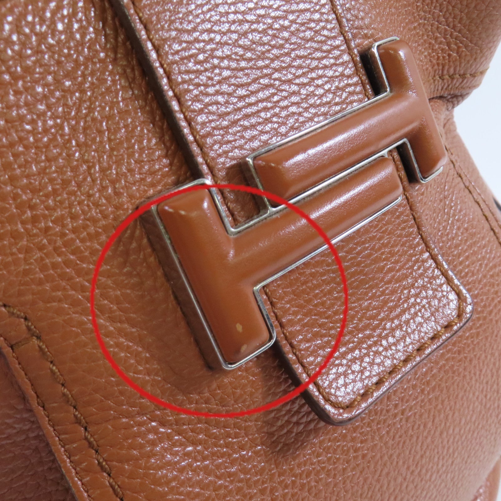 TOD'S 牛皮皮革2Way Shoulder Bag銀扣手挽肩背兩用袋啡色