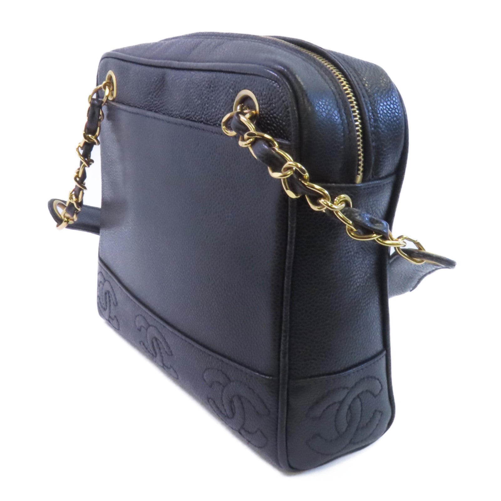 CHANEL 牛皮皮革Vintage Bag金扣鏈帶肩背袋