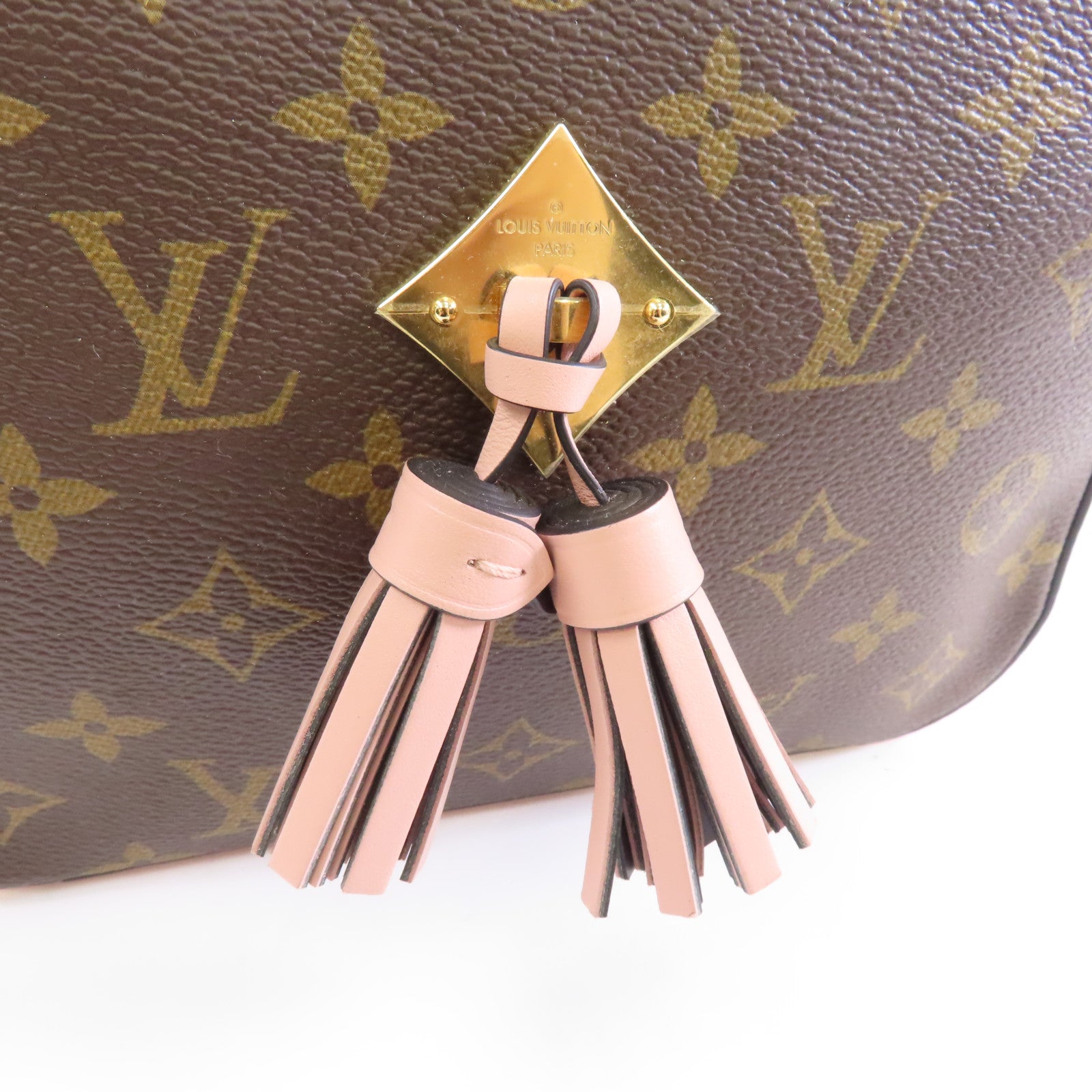 LOUIS VUITTON Monogram Saintonge金扣肩背袋啡色/粉紅色