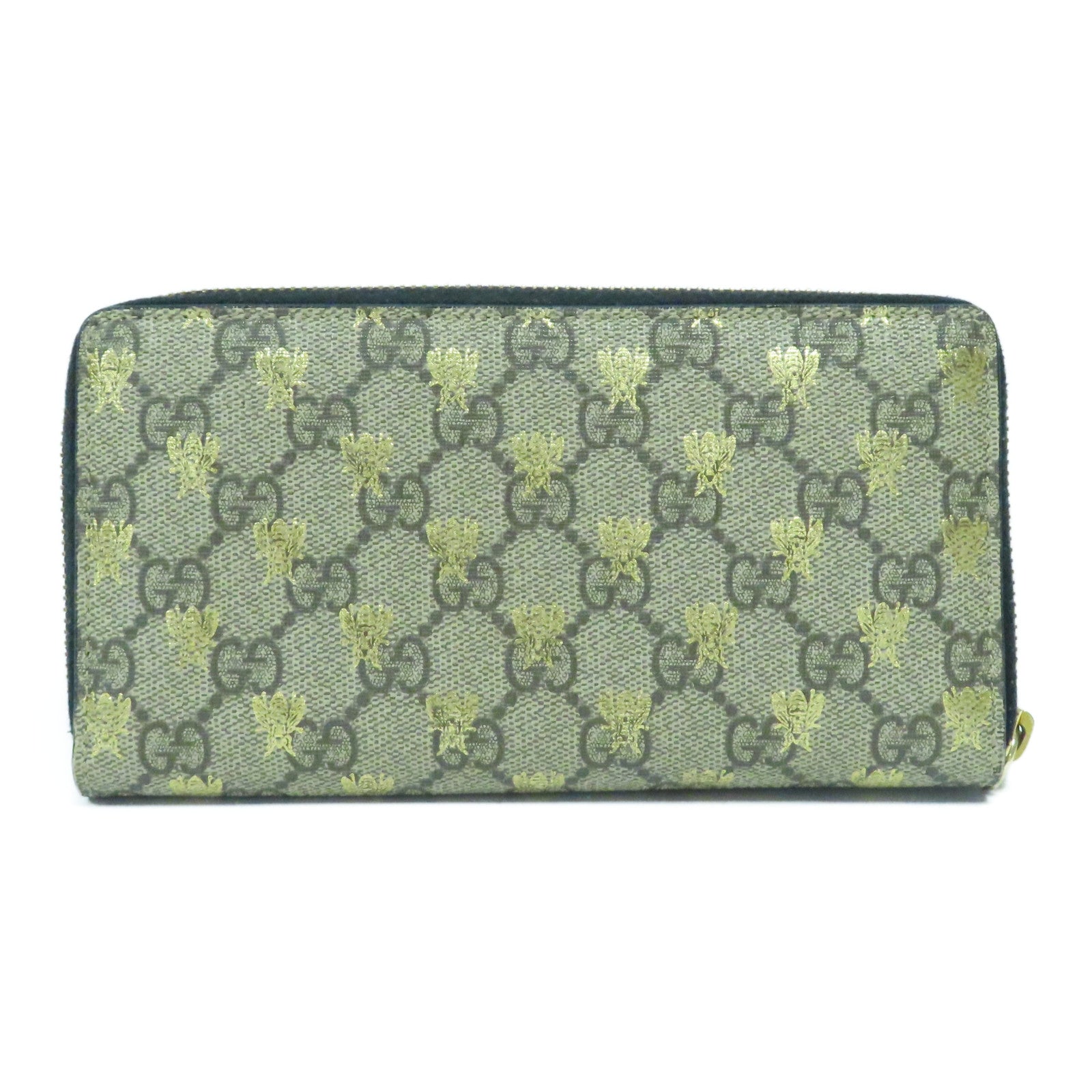 GUCCI 【激減優惠】塗層帆布Zipper Long Wallet金扣長錢包啡色/黑色