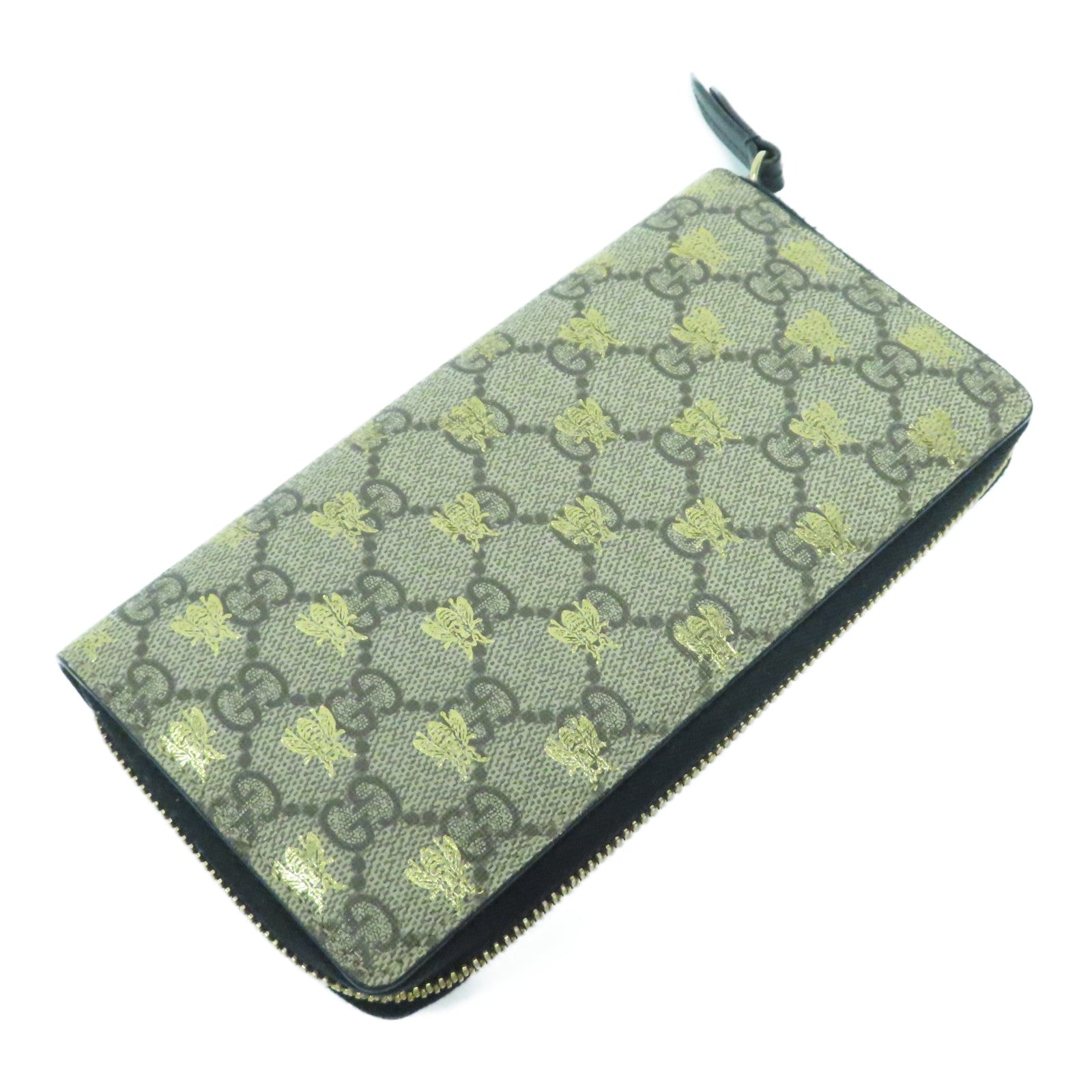 GUCCI 【激減優惠】塗層帆布Zipper Long Wallet金扣長錢包啡色/黑色