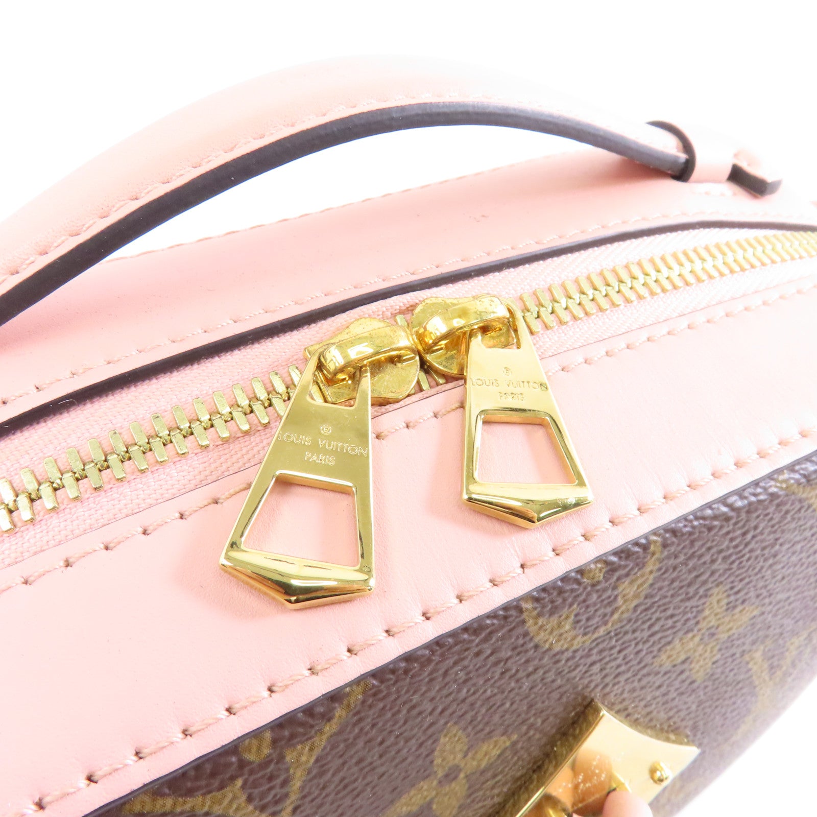 LOUIS VUITTON Monogram Saintonge金扣肩背袋啡色/粉紅色