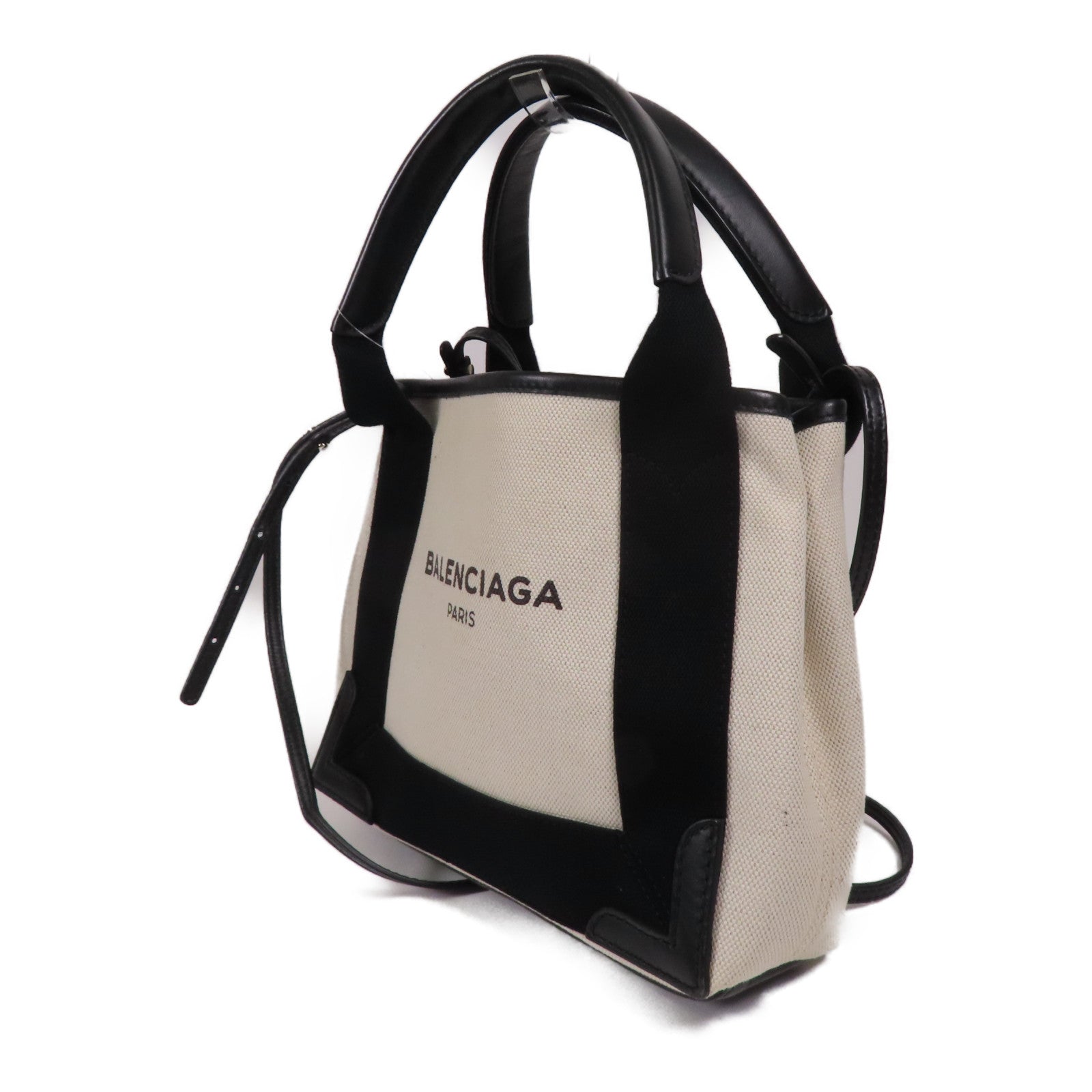 BALENCIAGA 帆布Cabas XS銀扣手挽肩背兩用袋