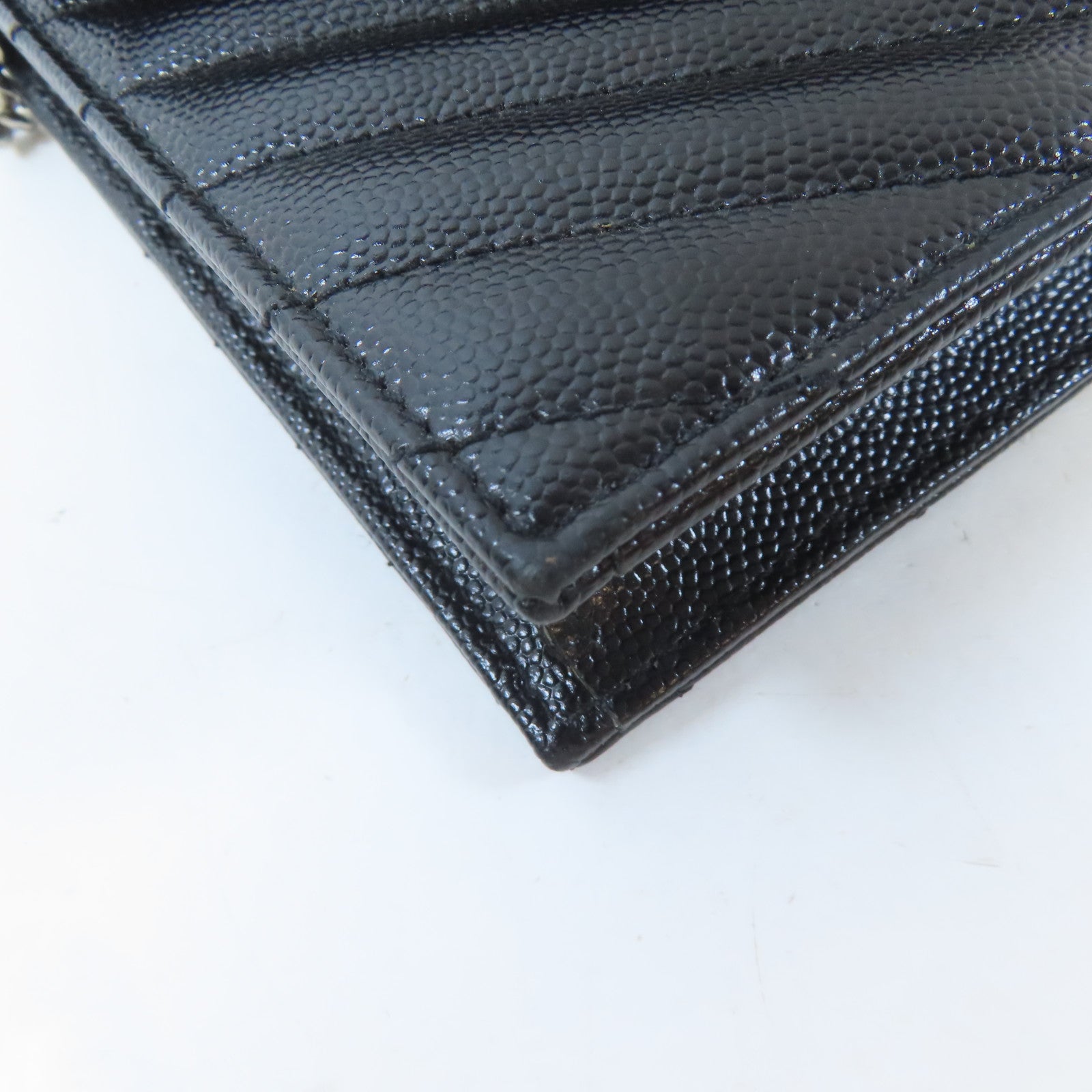 SAINT LAURENT 牛皮皮革Cassandra銀扣鏈帶肩背袋黑色