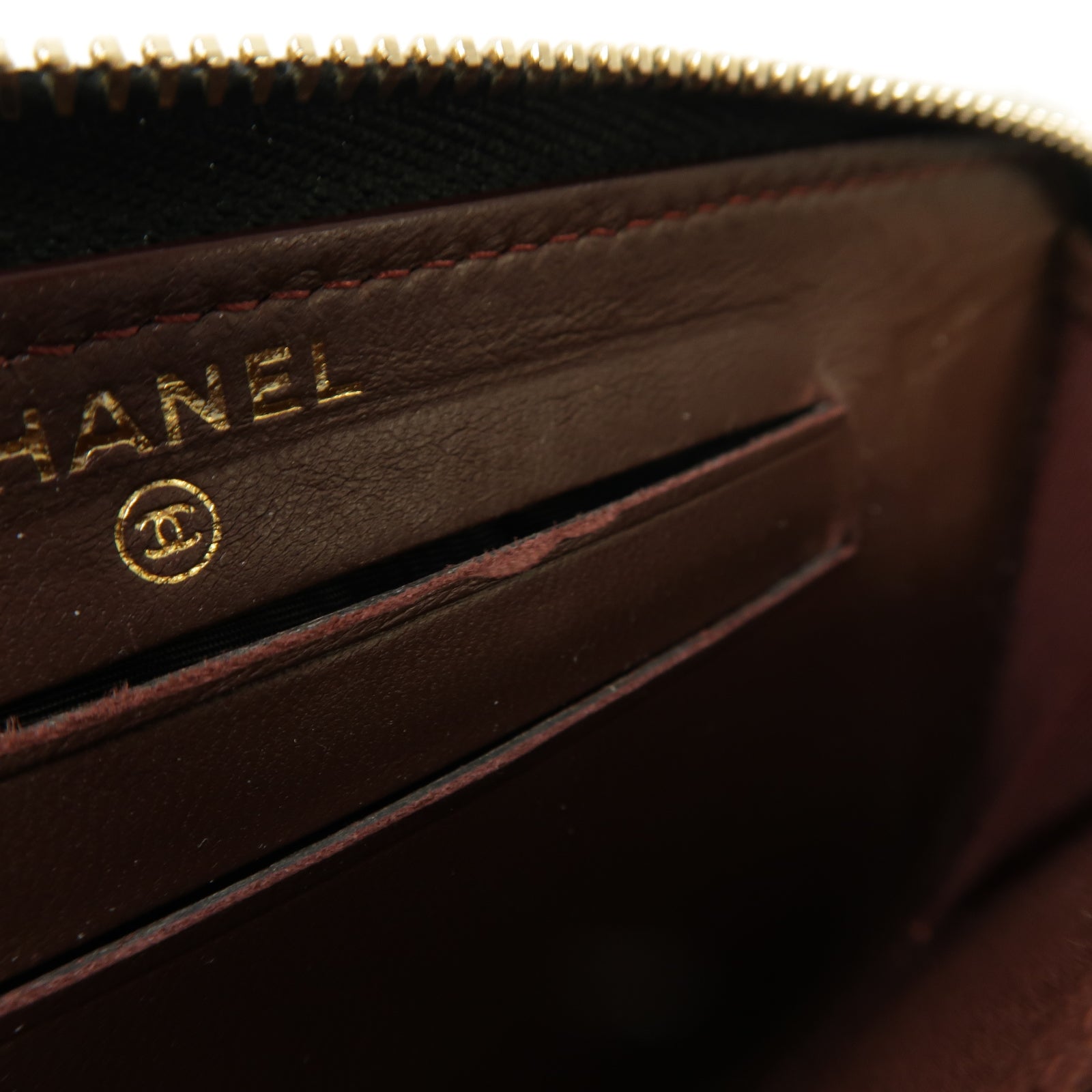 CHANEL 菱格羊皮皮革Medium Zipped Wallet金扣中長錢包黑色