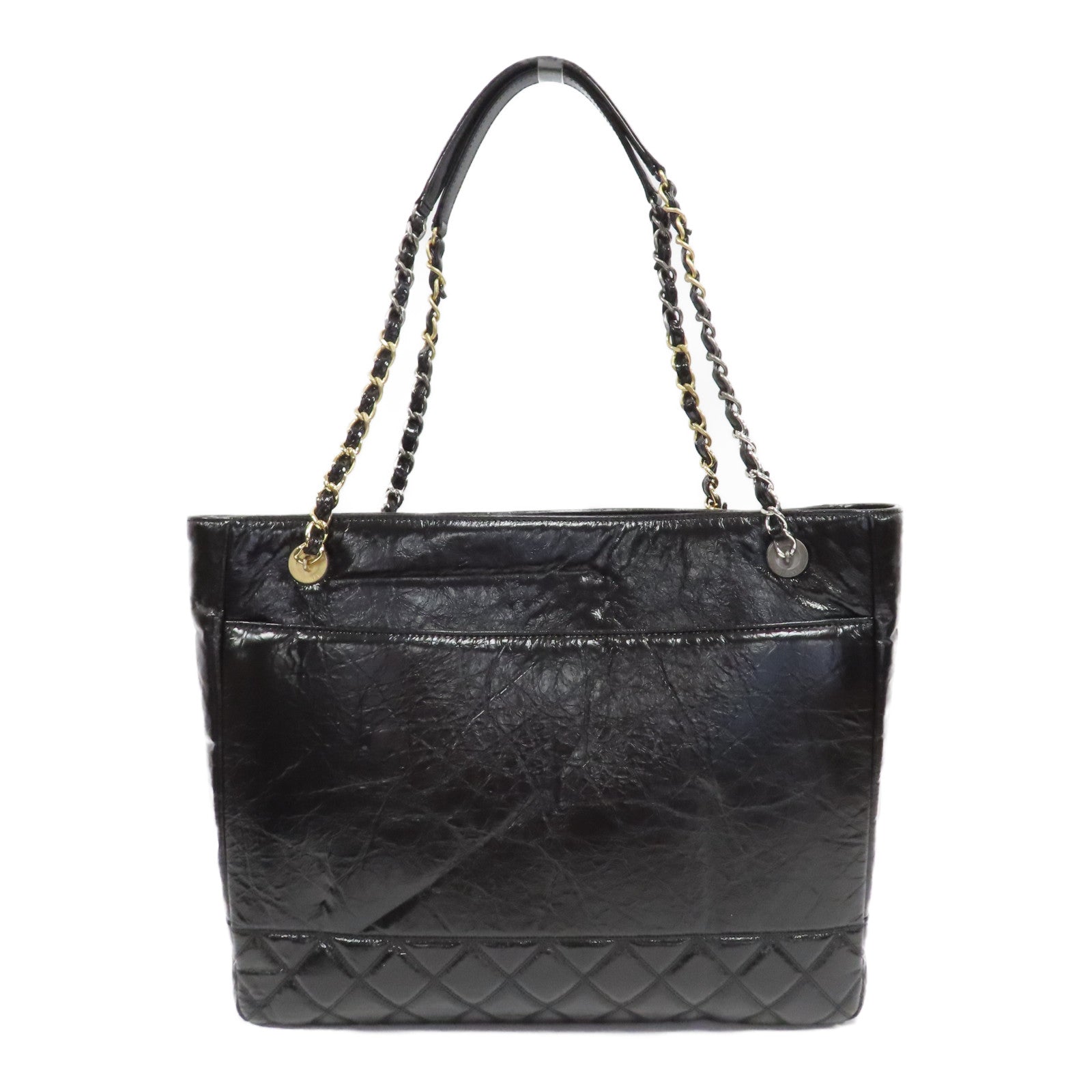 CHANEL 牛皮皮革Chain Tote手挽袋黑色