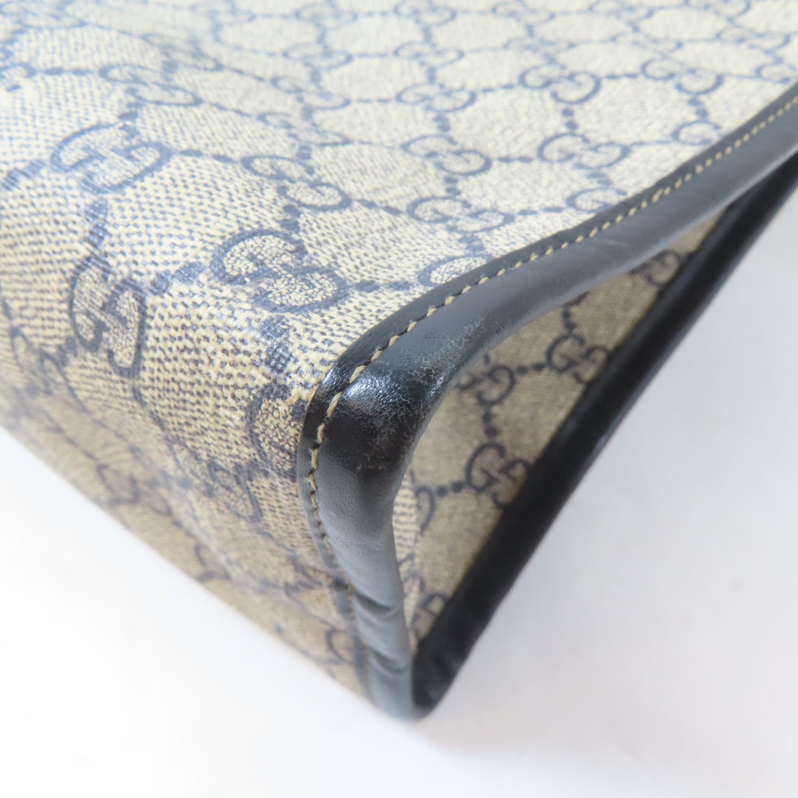 GUCCI 塗層帆布Tote Bag銀扣手挽袋啡色/黑色