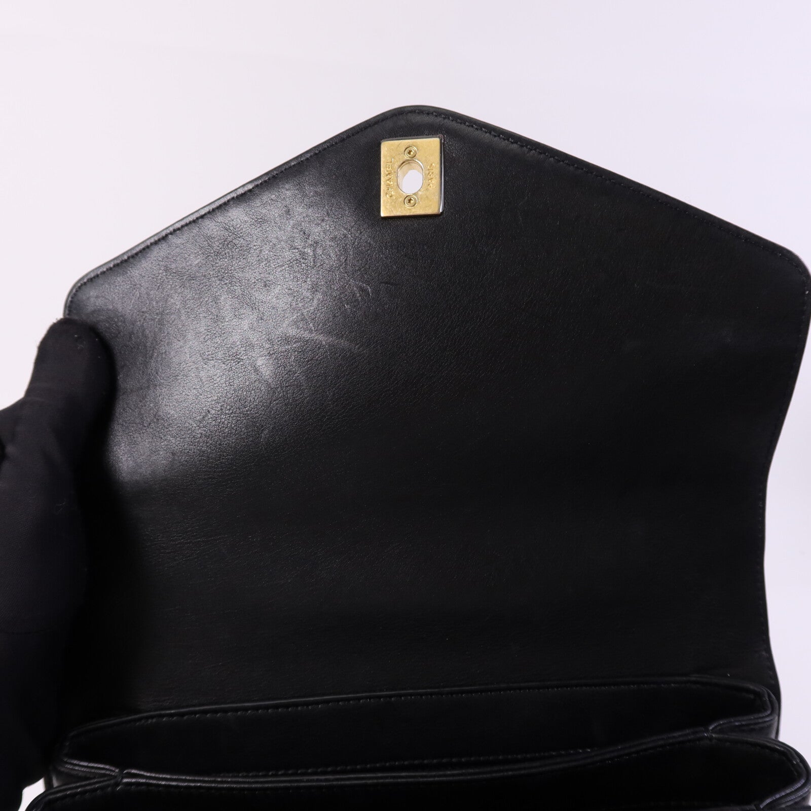 CHANEL 牛皮皮革Chain Shoulder Bag金扣鏈帶手挽肩背兩用袋