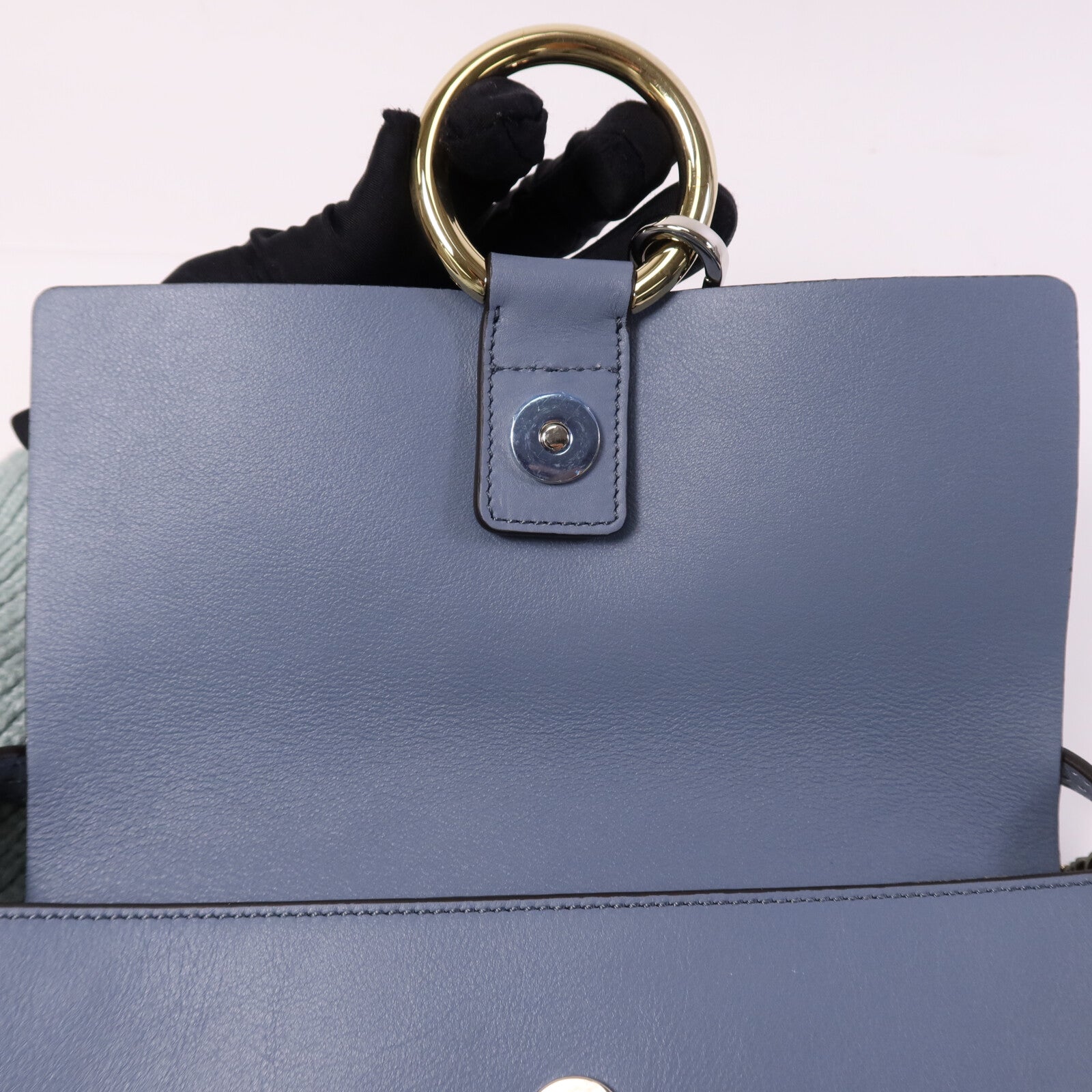 Chloe 牛皮/麂皮皮革Faye Bag金扣肩背袋