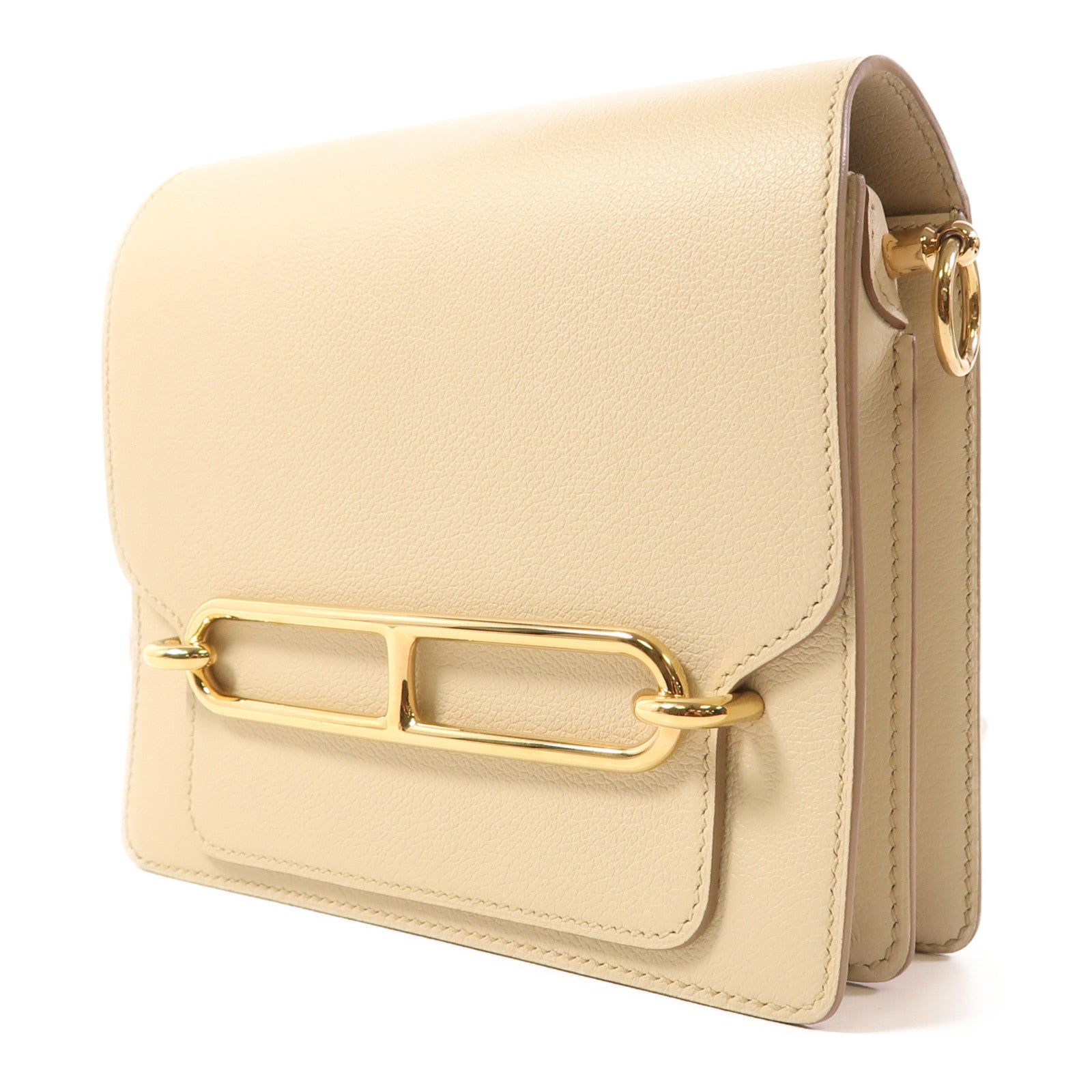 HERMES Evercolor皮革Mini Roulis金扣肩背袋Beton