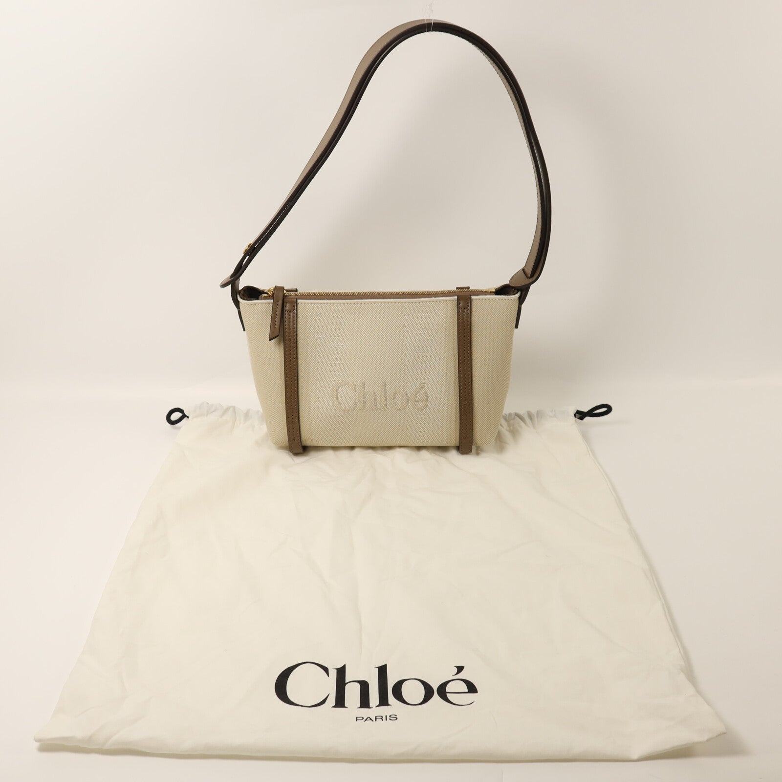 Chloe 帆布Carry Shoulder Bag金扣肩背袋