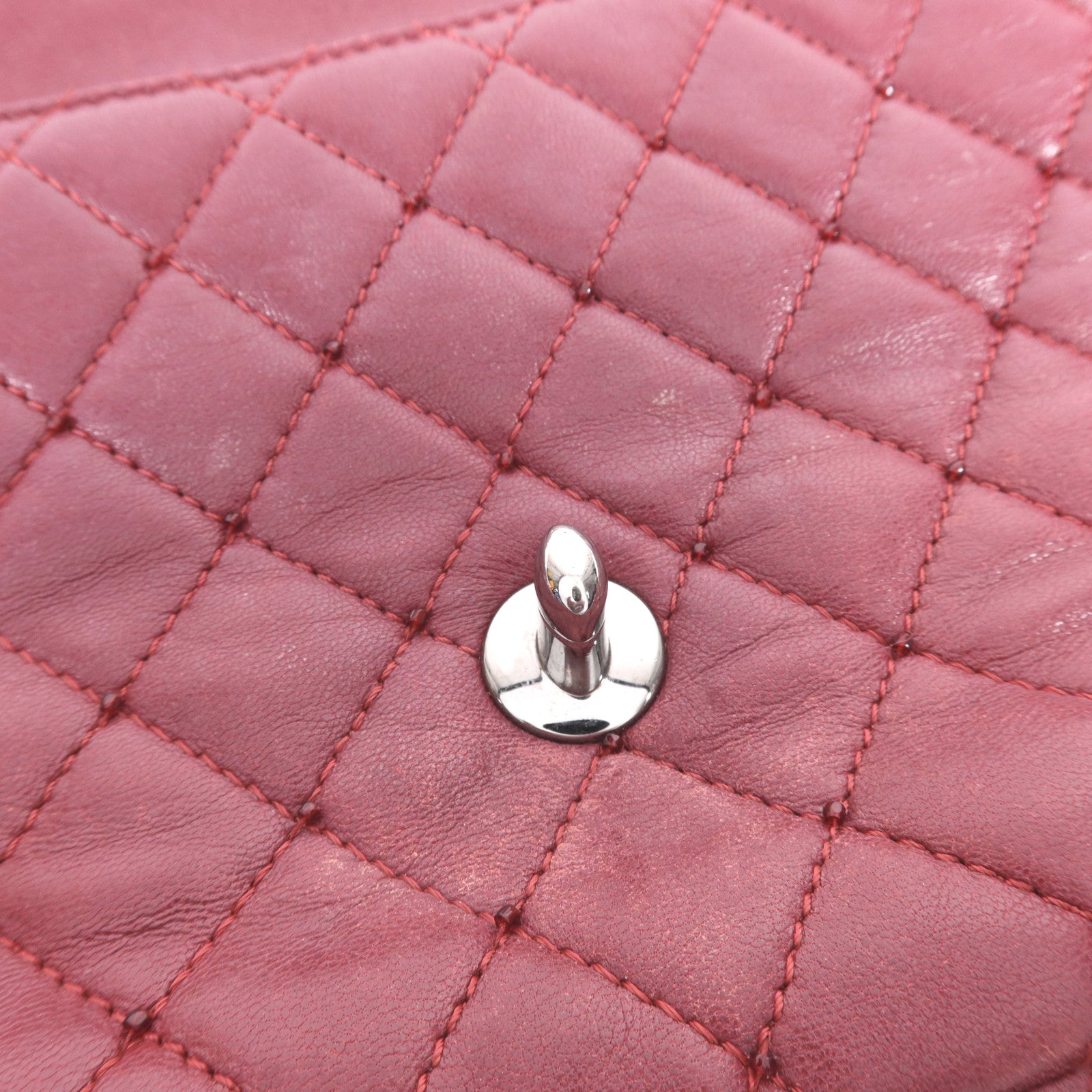 CHANEL 牛皮皮革Chain Shoulder銀扣鏈帶肩背袋