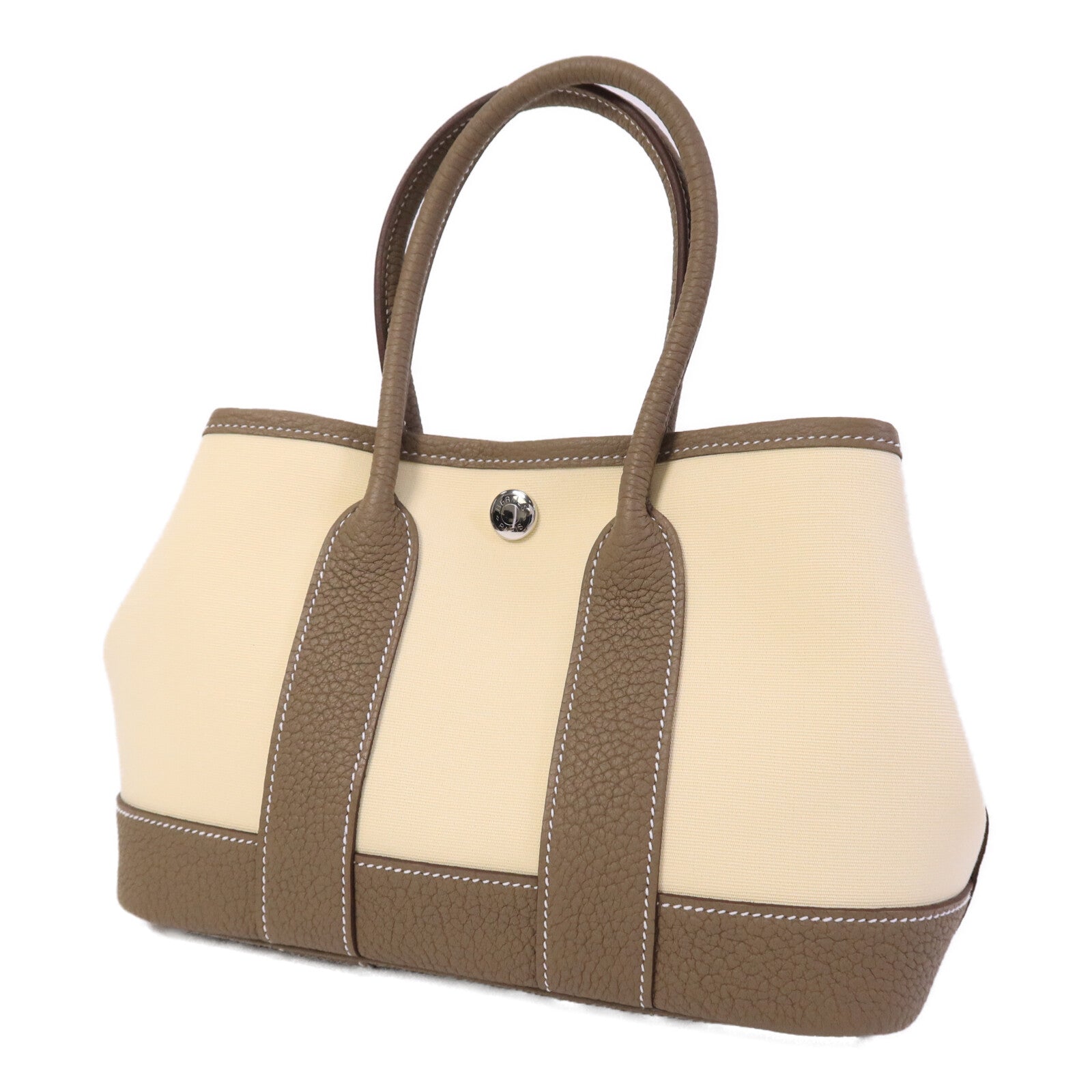 HERMES Officer/Negonda皮革Mini Garden Party手提袋Vanille/Etoupe