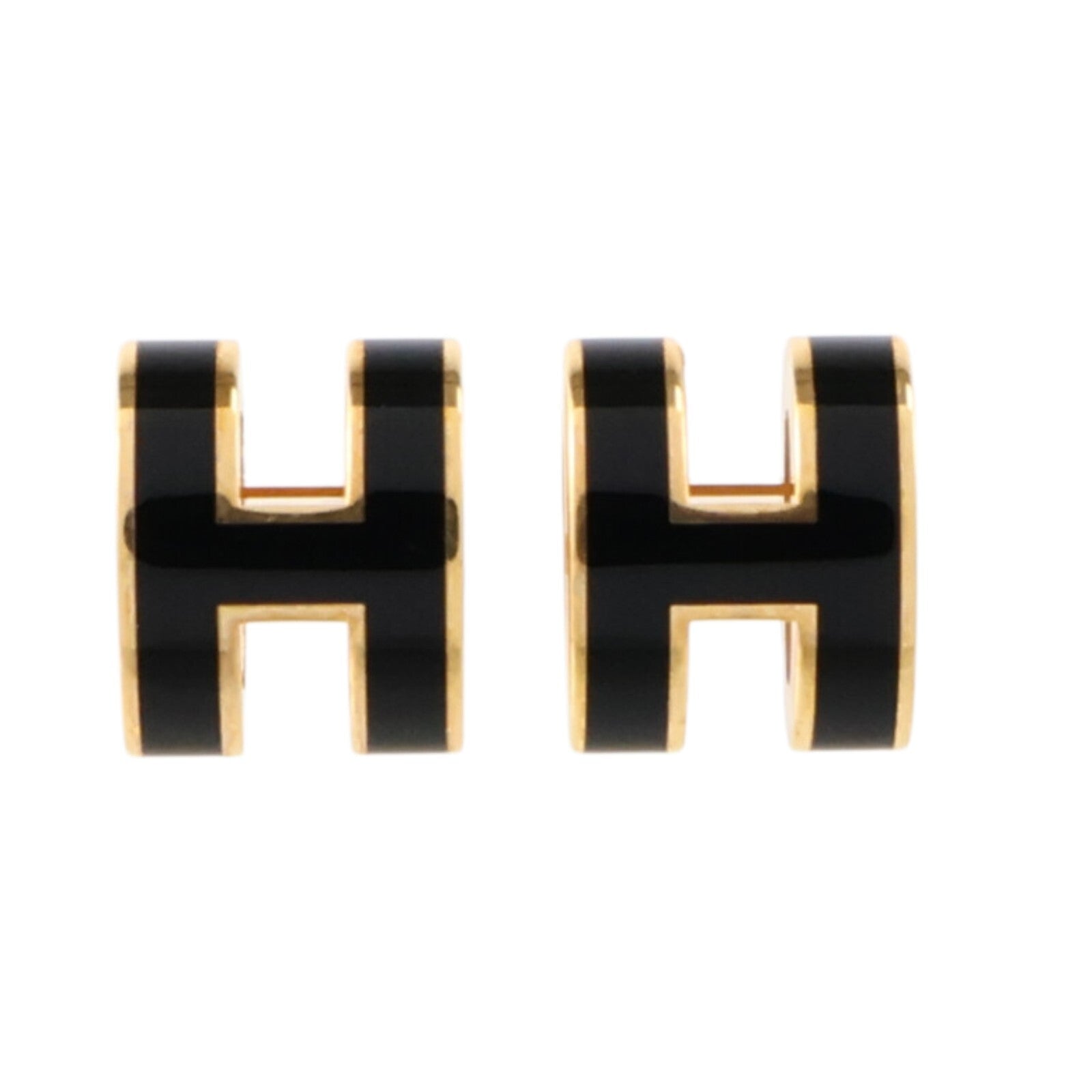 HERMES 金屬/琺瑯Mini Pop H耳環Black
