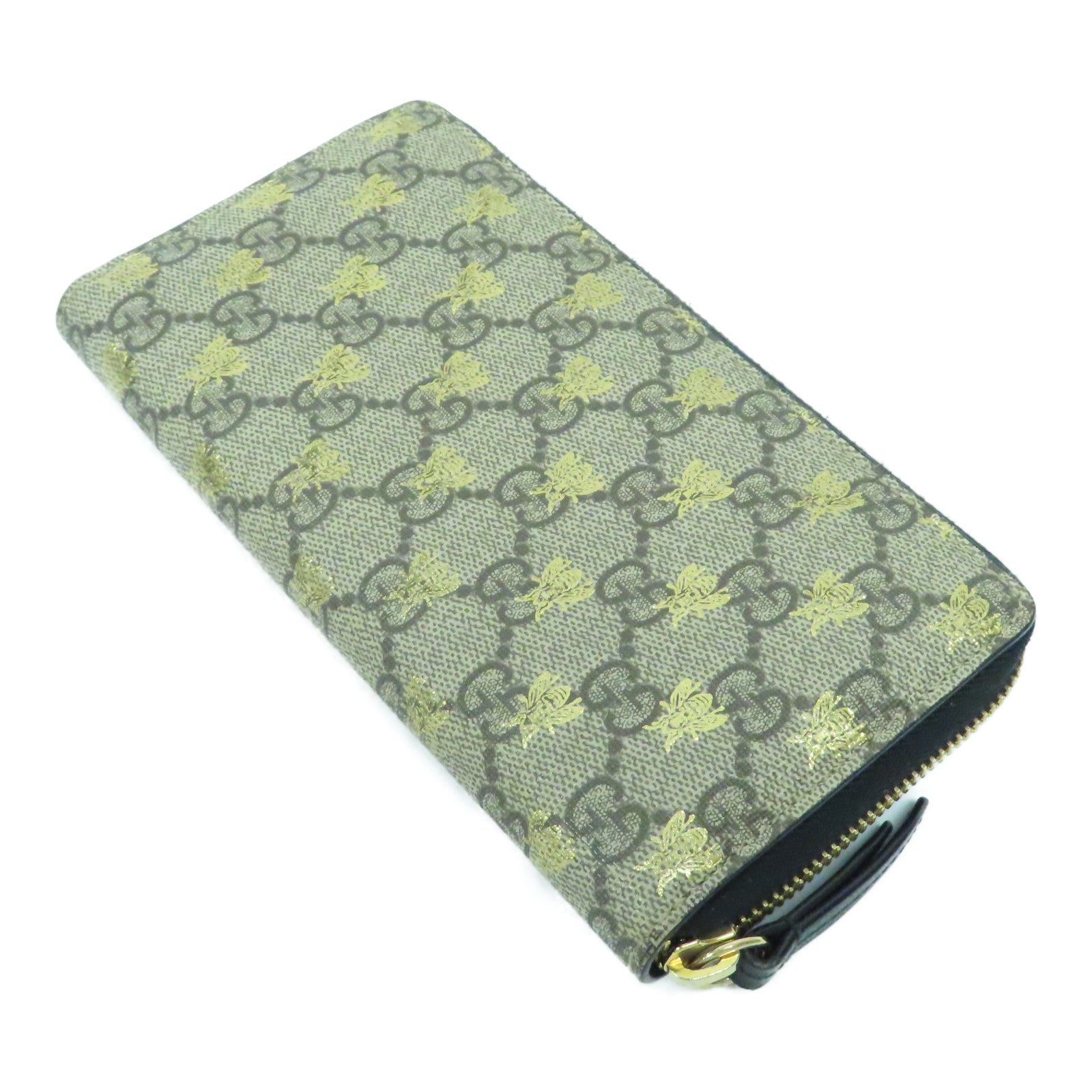 GUCCI 【激減優惠】塗層帆布Zipper Long Wallet金扣長錢包啡色/黑色