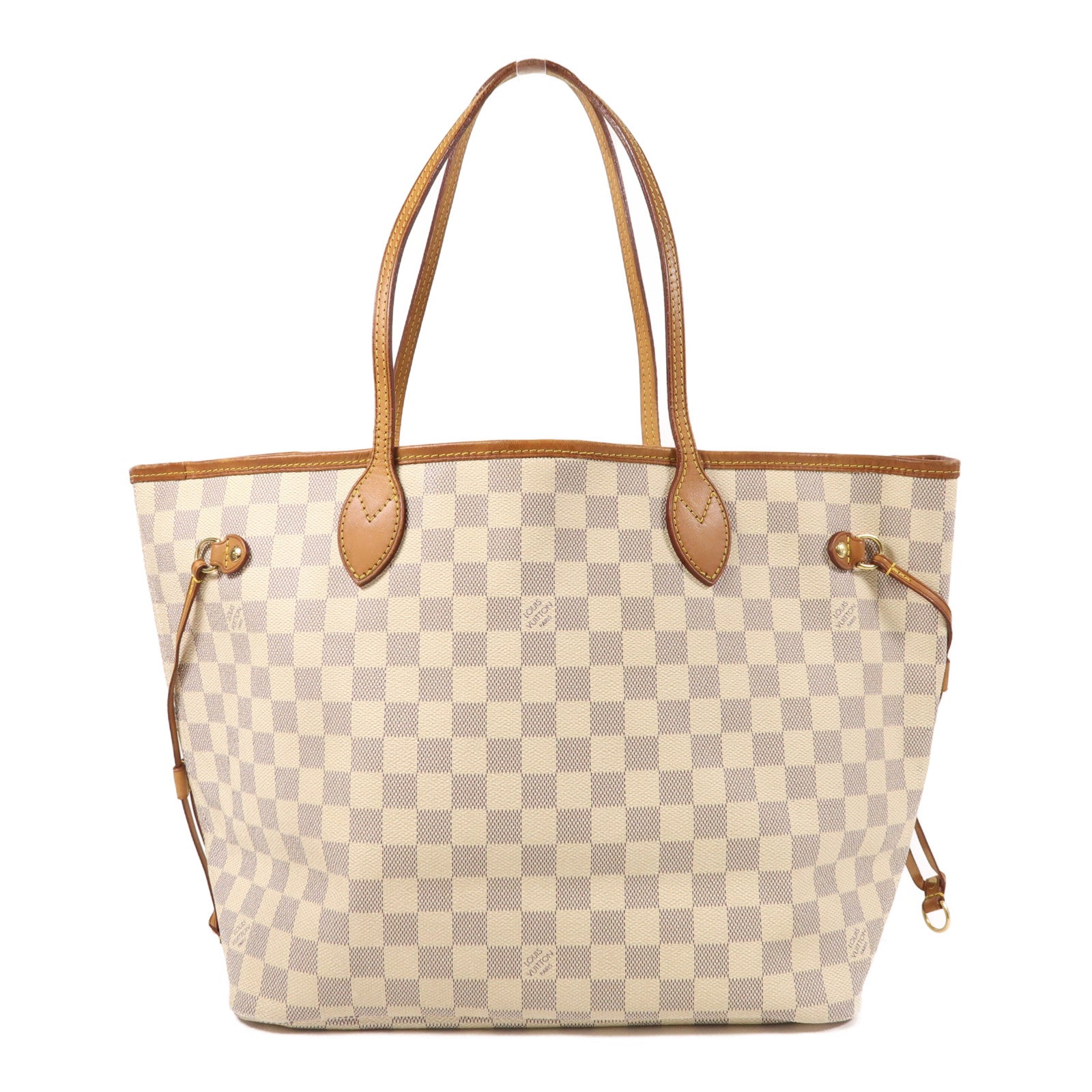 LOUIS VUITTON Damier Azur Neverfull MM金扣肩背袋