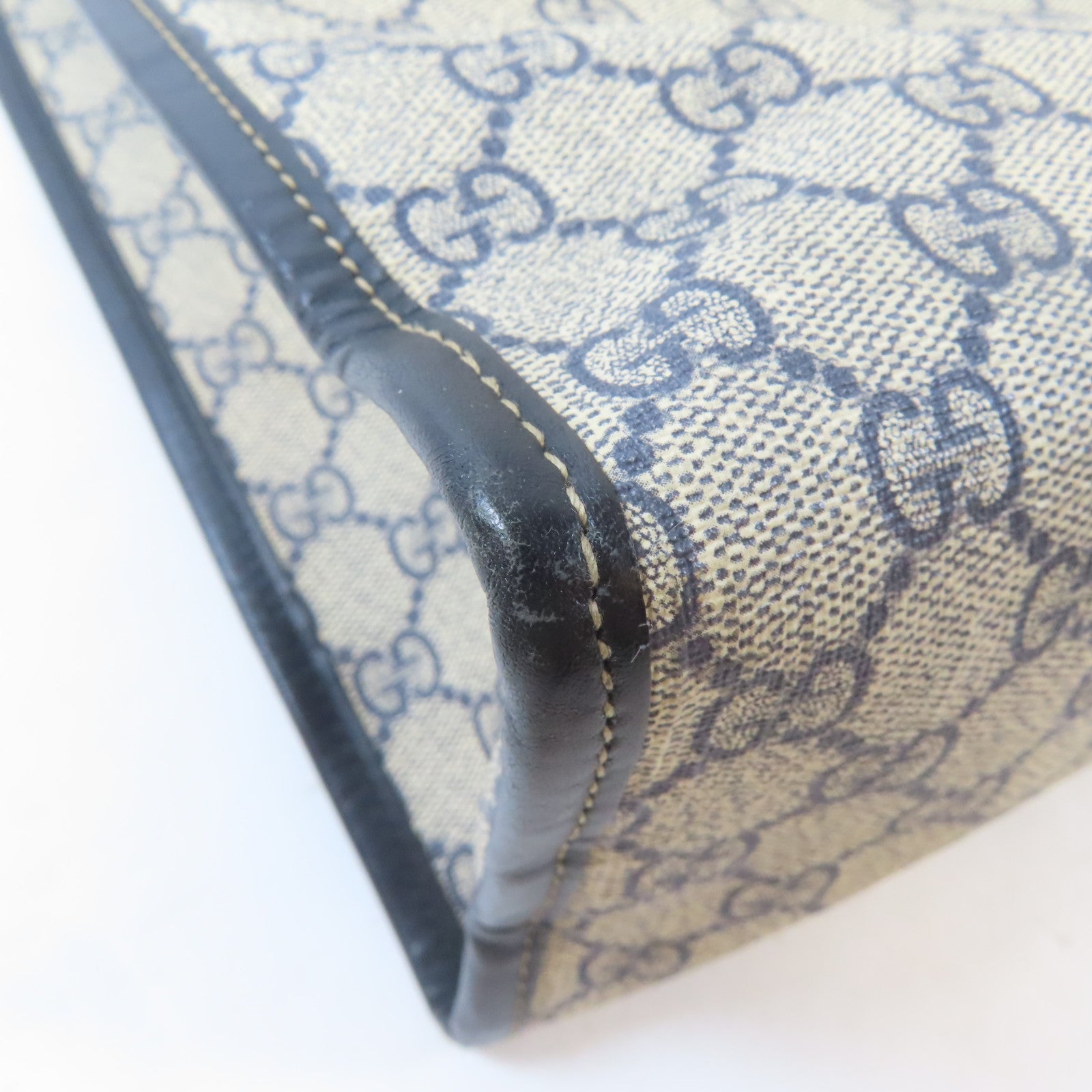 GUCCI 塗層帆布Tote Bag銀扣手挽袋啡色/黑色