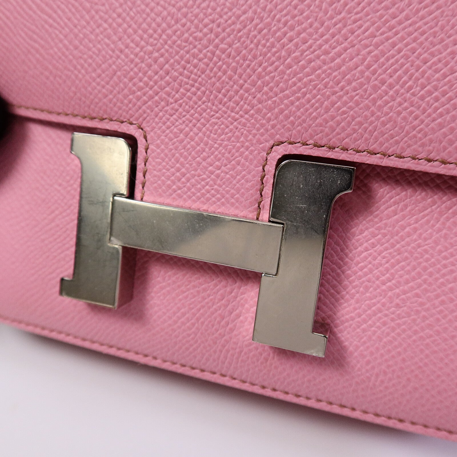 HERMES Epsom皮革Constance Mini肩背袋Bubblegum Pink