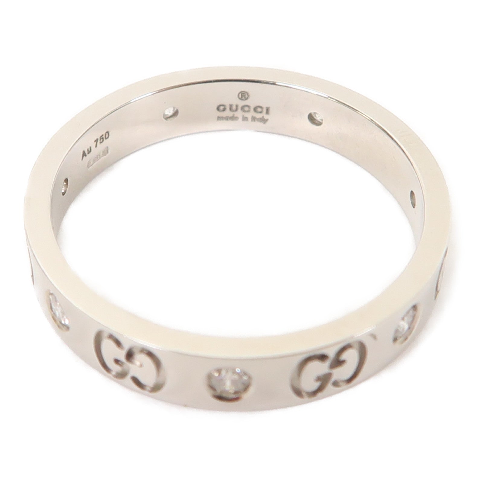 GUCCI 18K白金Icon Diamond Ring鑽石戒指US#9.75