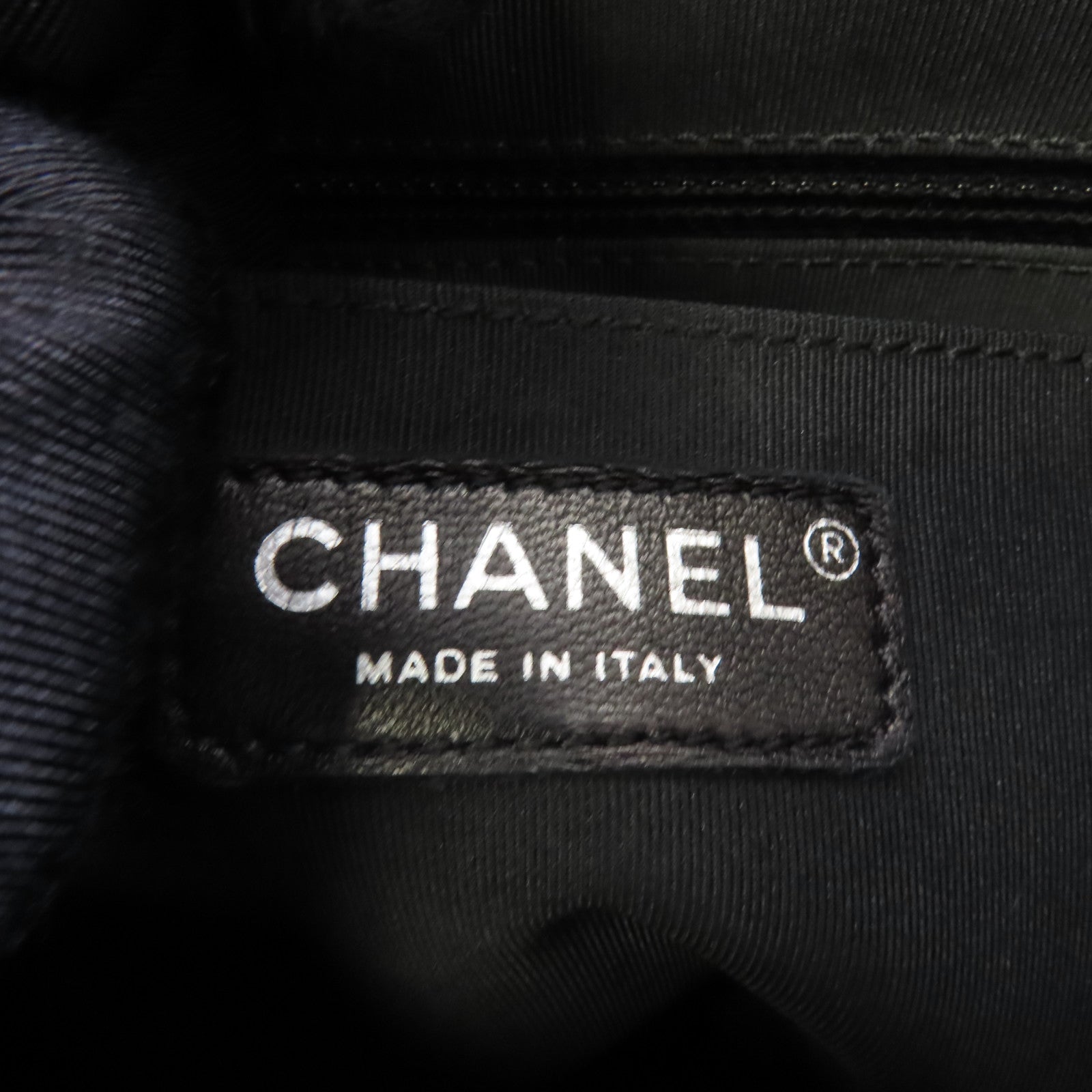 CHANEL 斜紋牛皮皮革Backpack銀扣背包