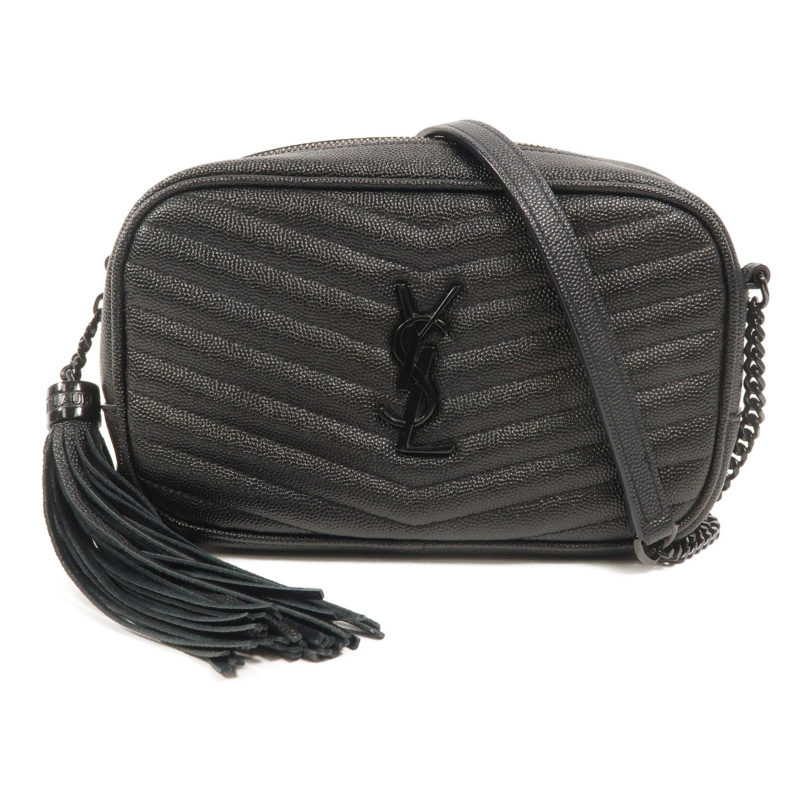 SAINT LAURENT 牛皮皮革Lou Mini鏈帶肩背袋