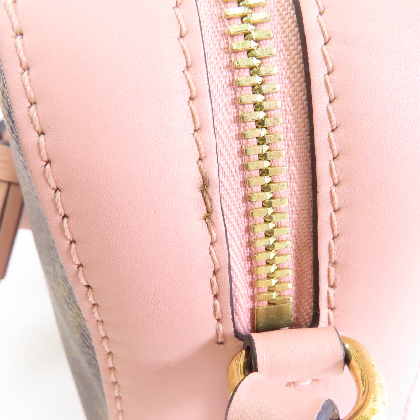 LOUIS VUITTON Monogram Saintonge金扣肩背袋啡色/粉紅色