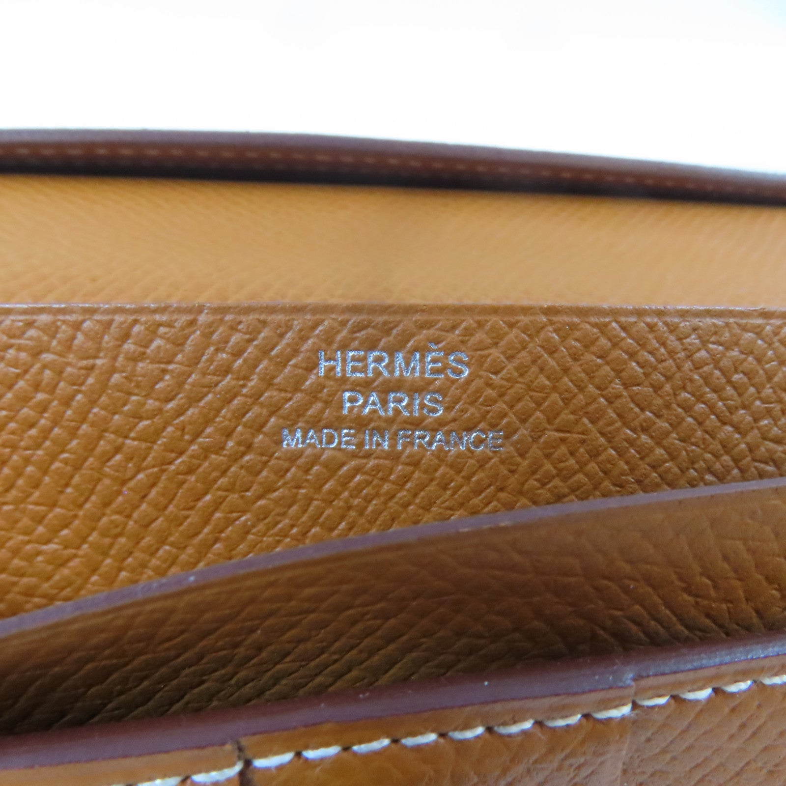HERMES Epsom皮革Bearn Bifold Wallet銀扣長錢包Gold/金色/啡色