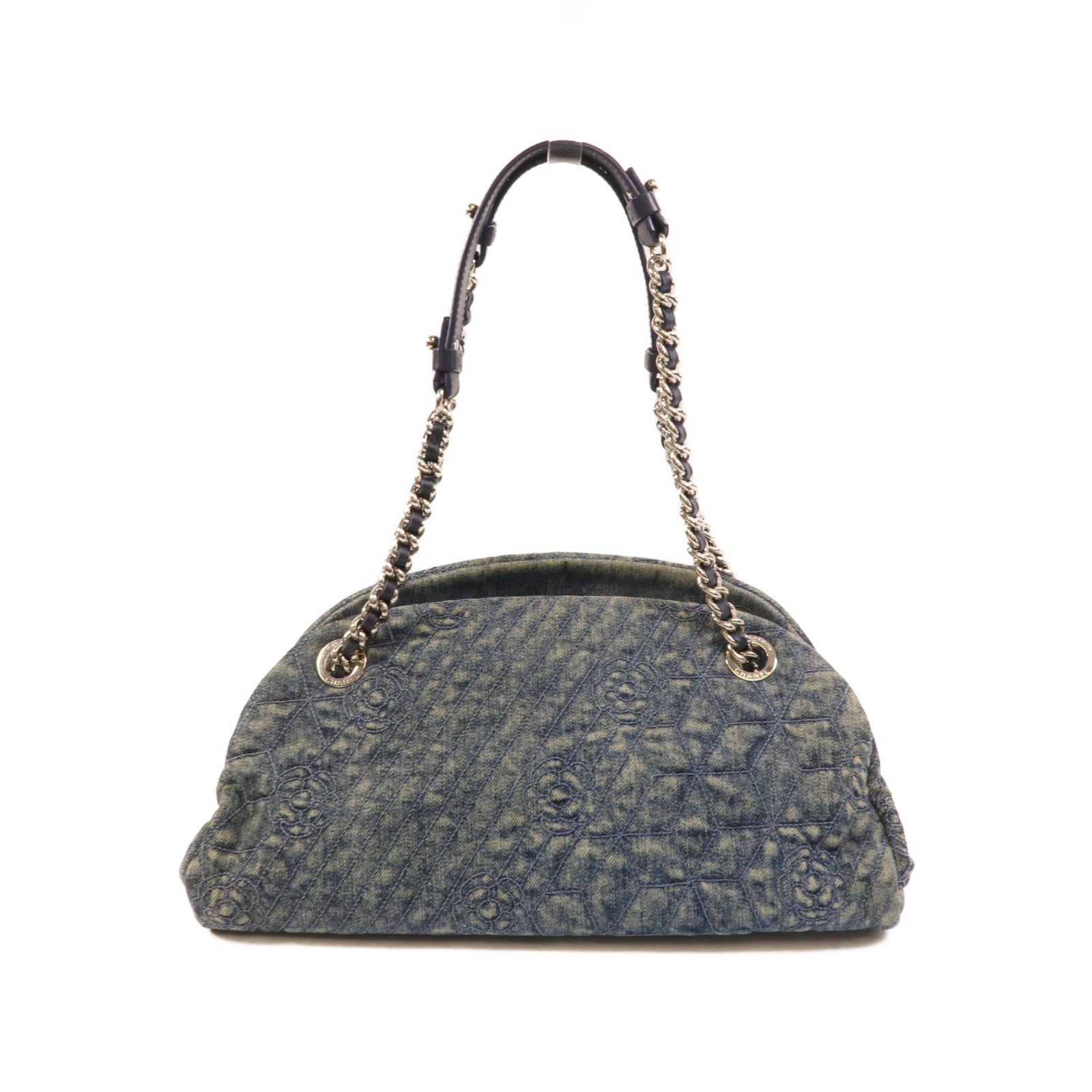 CHANEL Denim Mademoiselle Camellia肩背袋