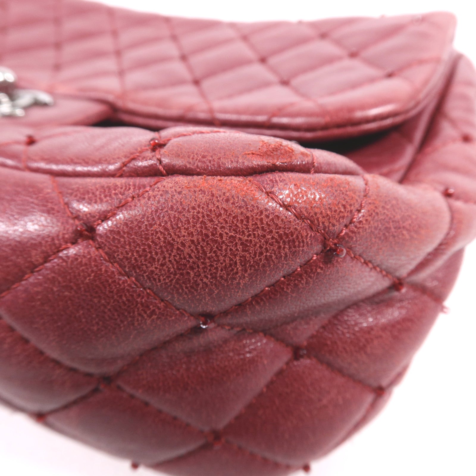 CHANEL 牛皮皮革Chain Shoulder銀扣鏈帶肩背袋