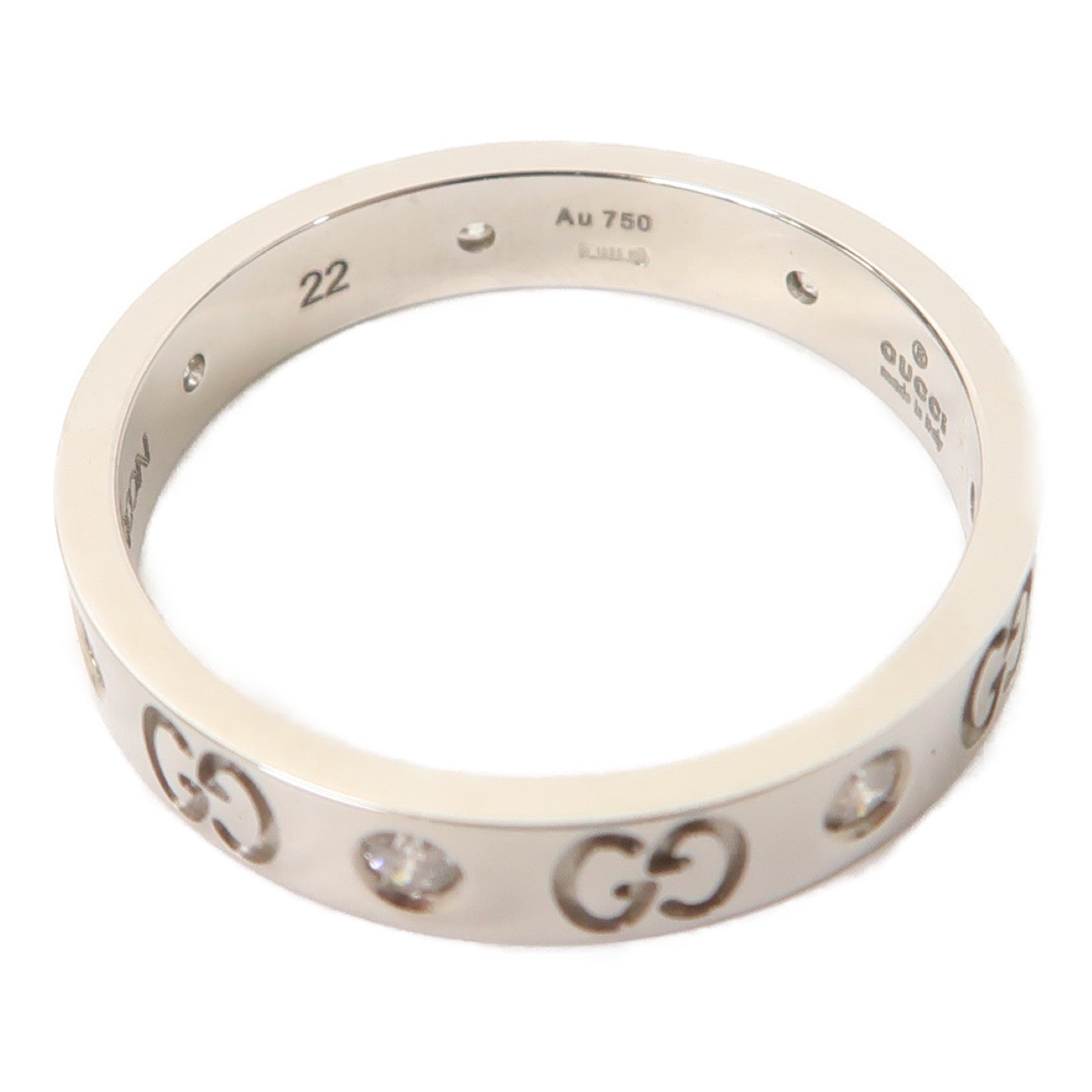GUCCI 18K白金Icon Diamond Ring鑽石戒指US#9.75