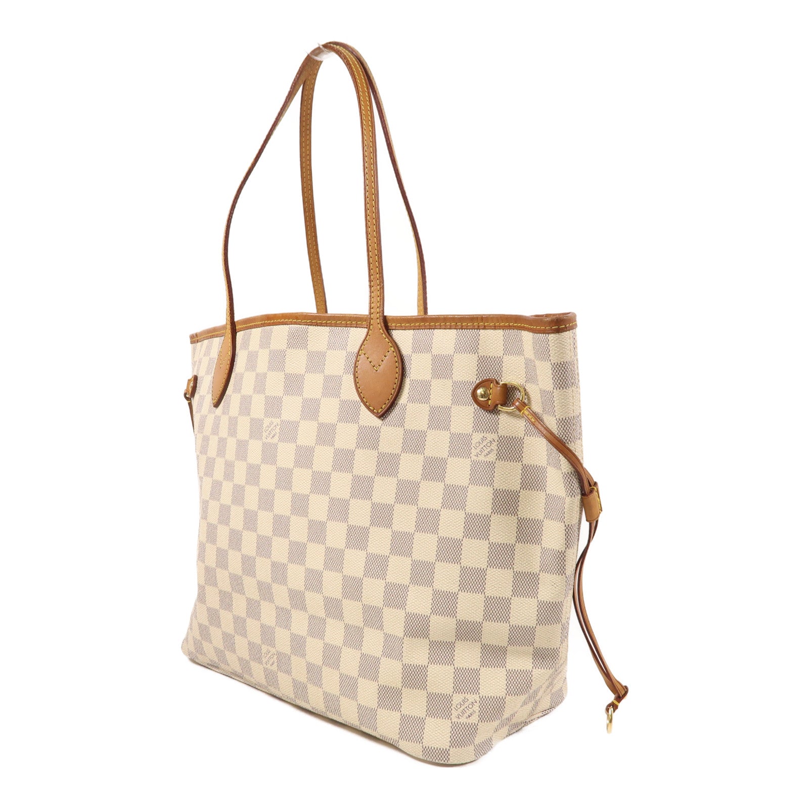LOUIS VUITTON Damier Azur Neverfull MM金扣肩背袋