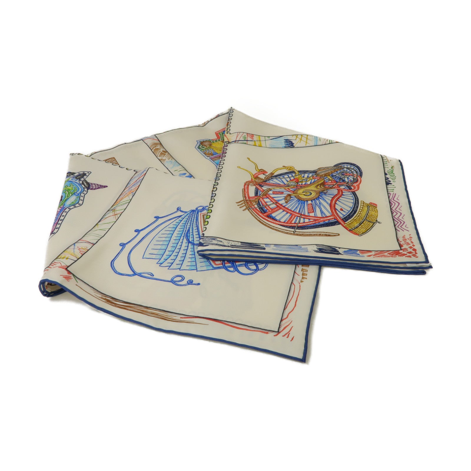 HERMES 絲質Scarf絲巾白色/彩色