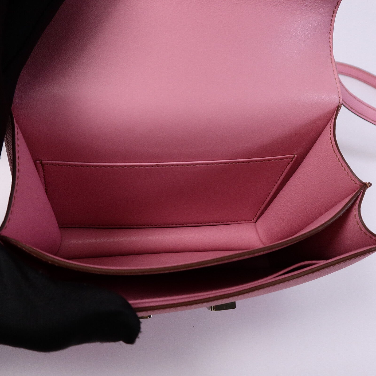 HERMES Epsom皮革Constance Mini肩背袋Bubblegum Pink