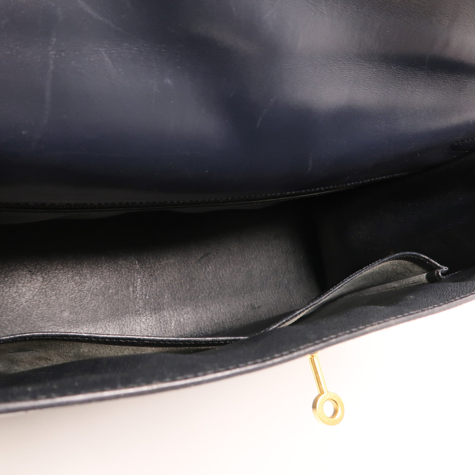 HERMES Box Calf皮革Kelly 35金扣手挽肩背兩用袋Noir