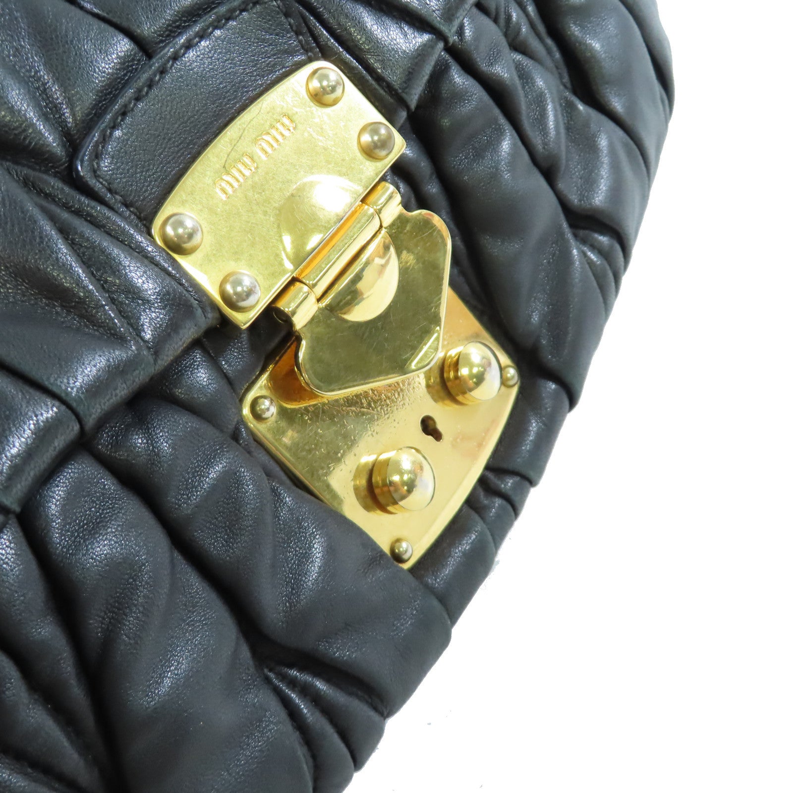 Miu Miu 牛皮皮革Shoulder Bag金扣肩背袋黑色