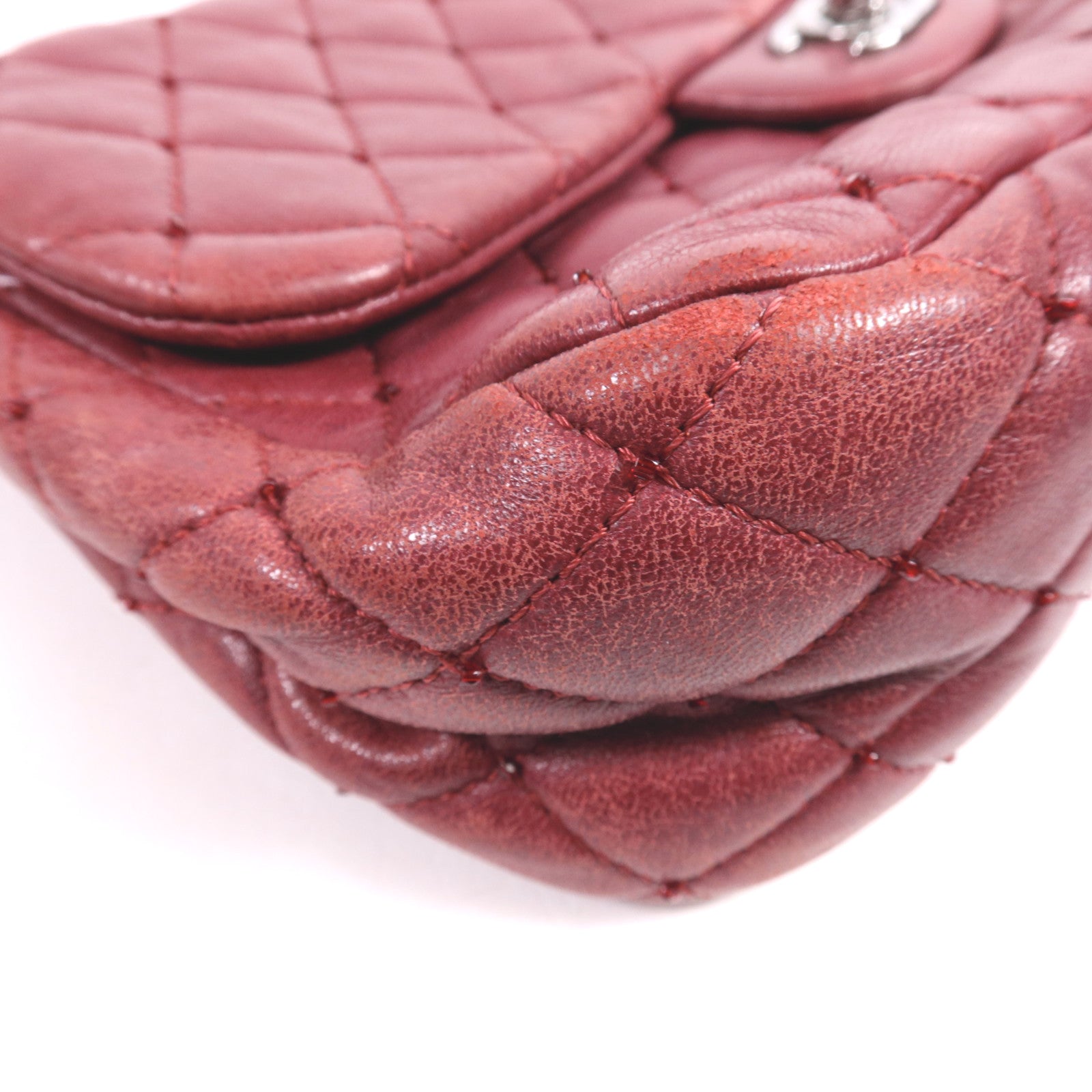 CHANEL 牛皮皮革Chain Shoulder銀扣鏈帶肩背袋