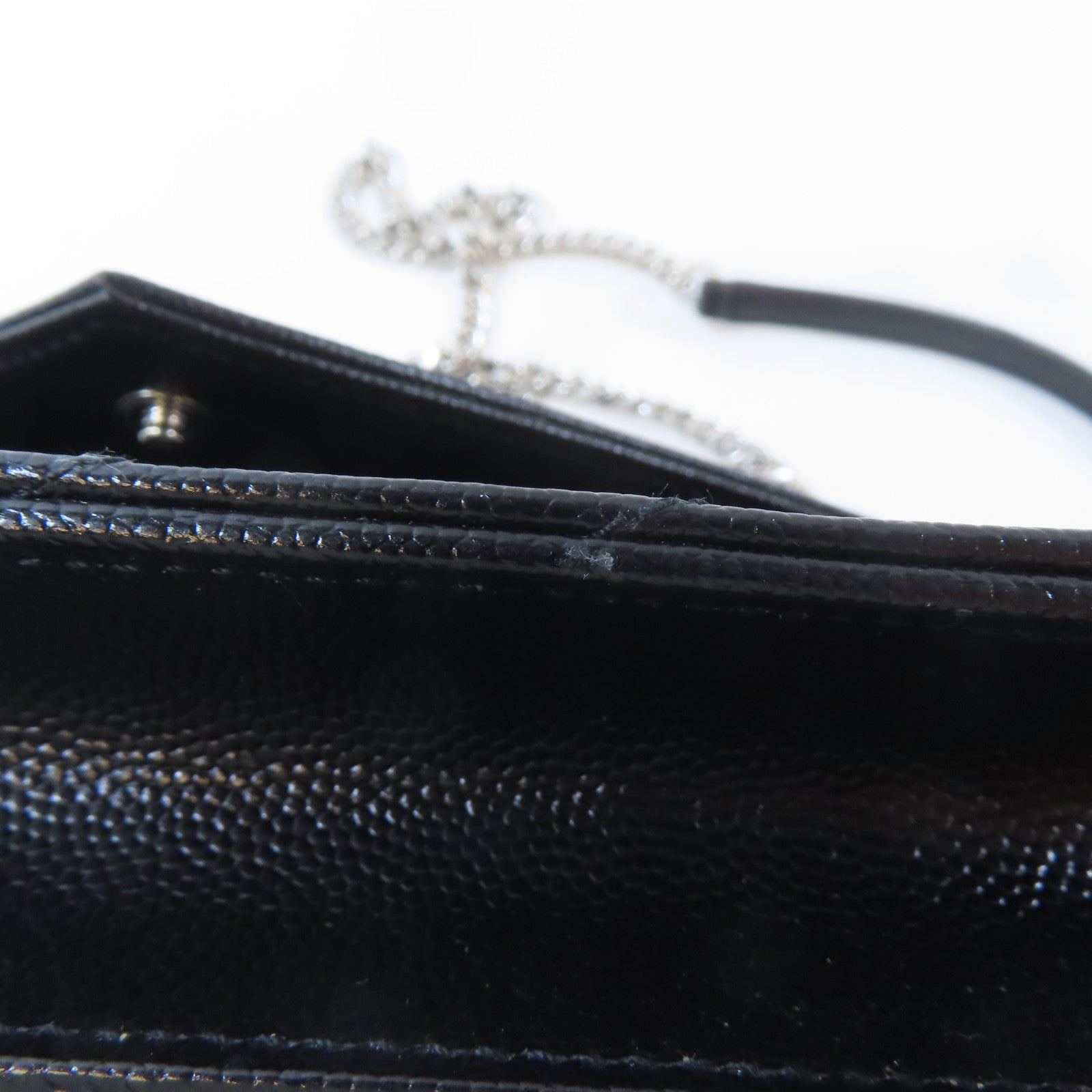 SAINT LAURENT 牛皮皮革Cassandra銀扣鏈帶肩背袋黑色