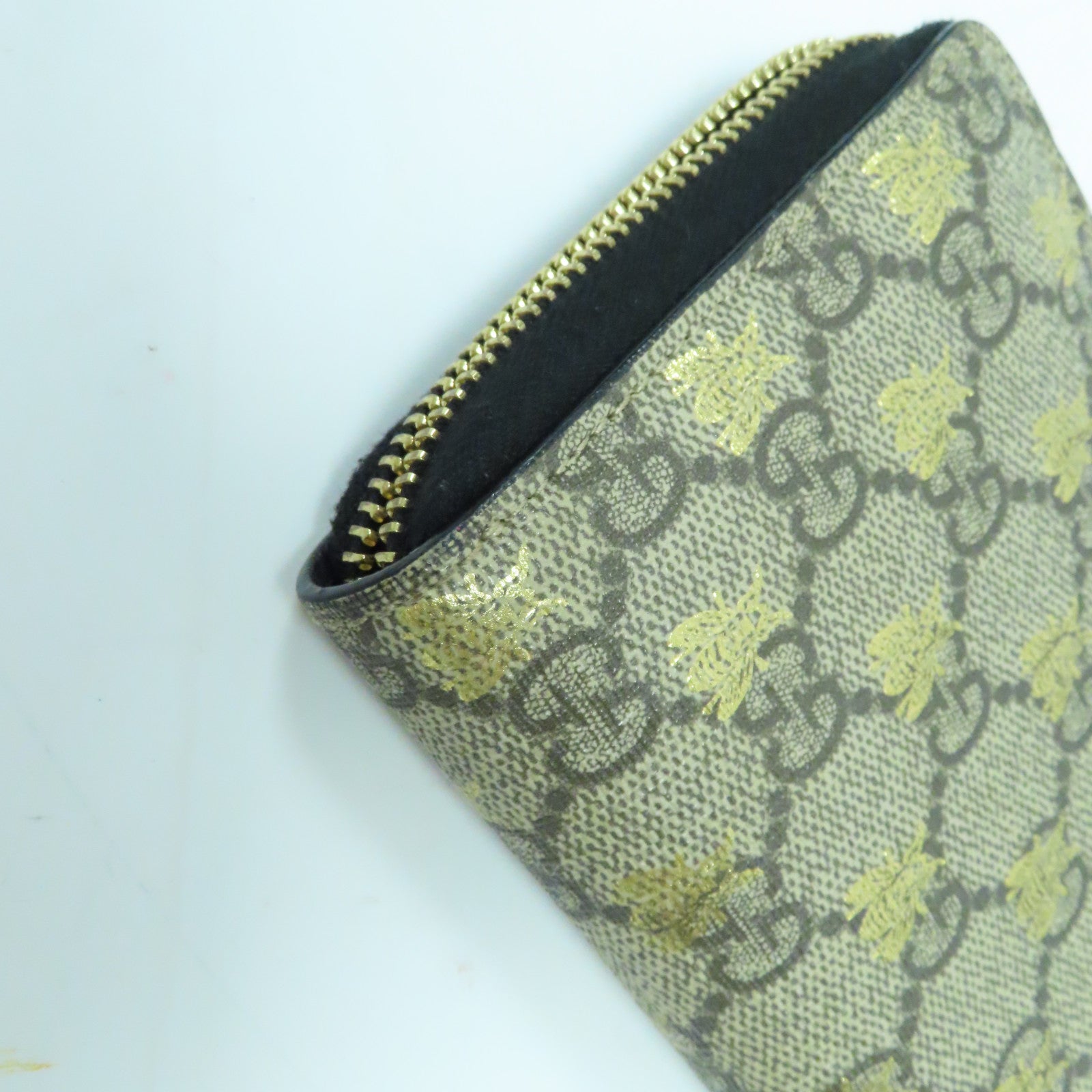 GUCCI 【激減優惠】塗層帆布Zipper Long Wallet金扣長錢包啡色/黑色