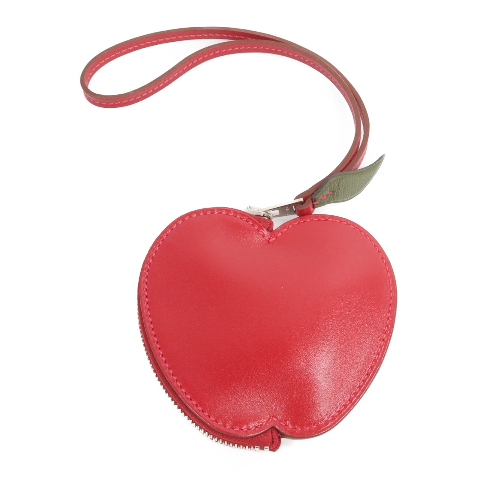 HERMES Tadelakt皮革Tutti Frutti Apple Coin Purse零錢包Rouge Vif